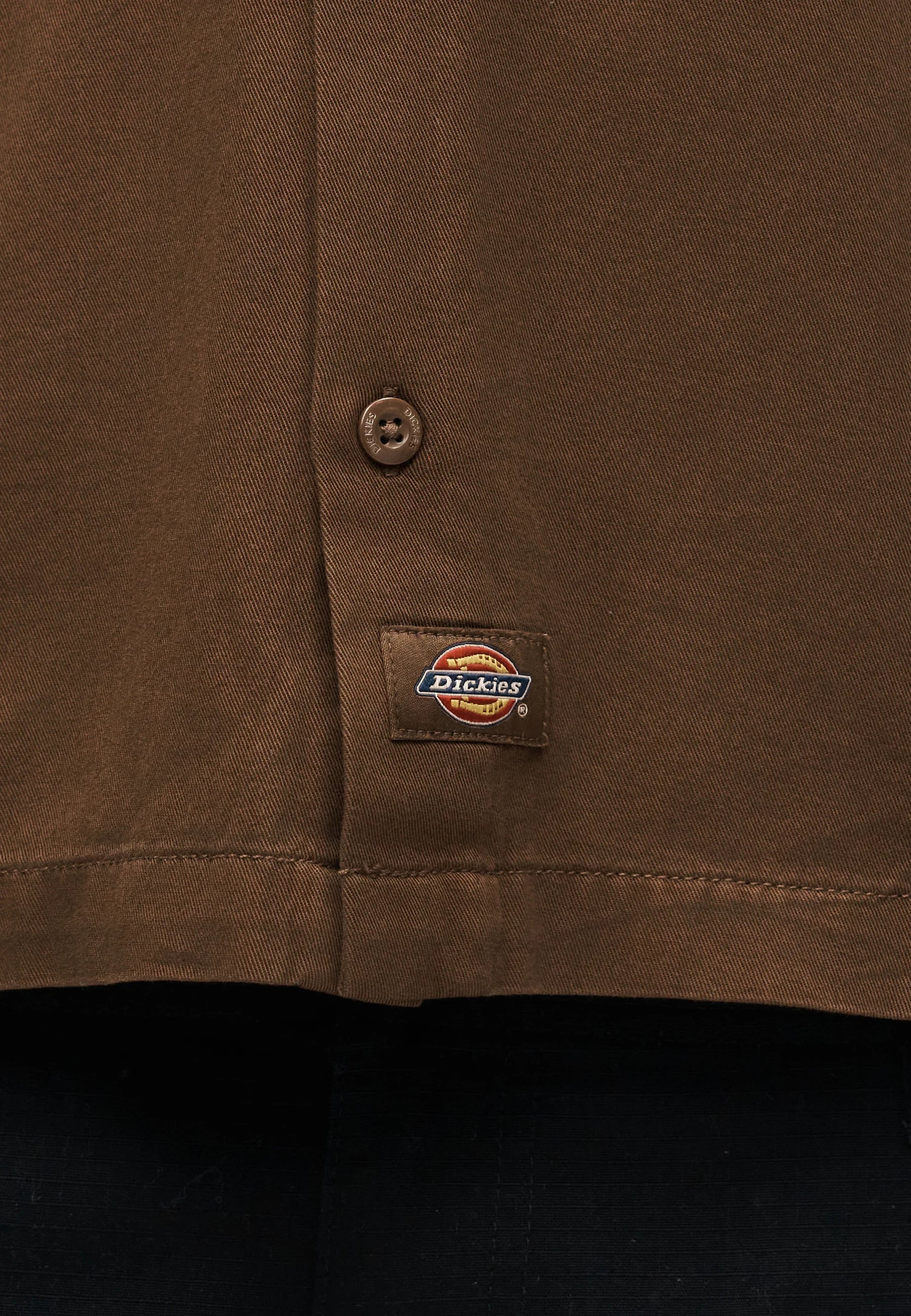 CAMICIA A MANICHE CORTE IN COTONE MARRONE