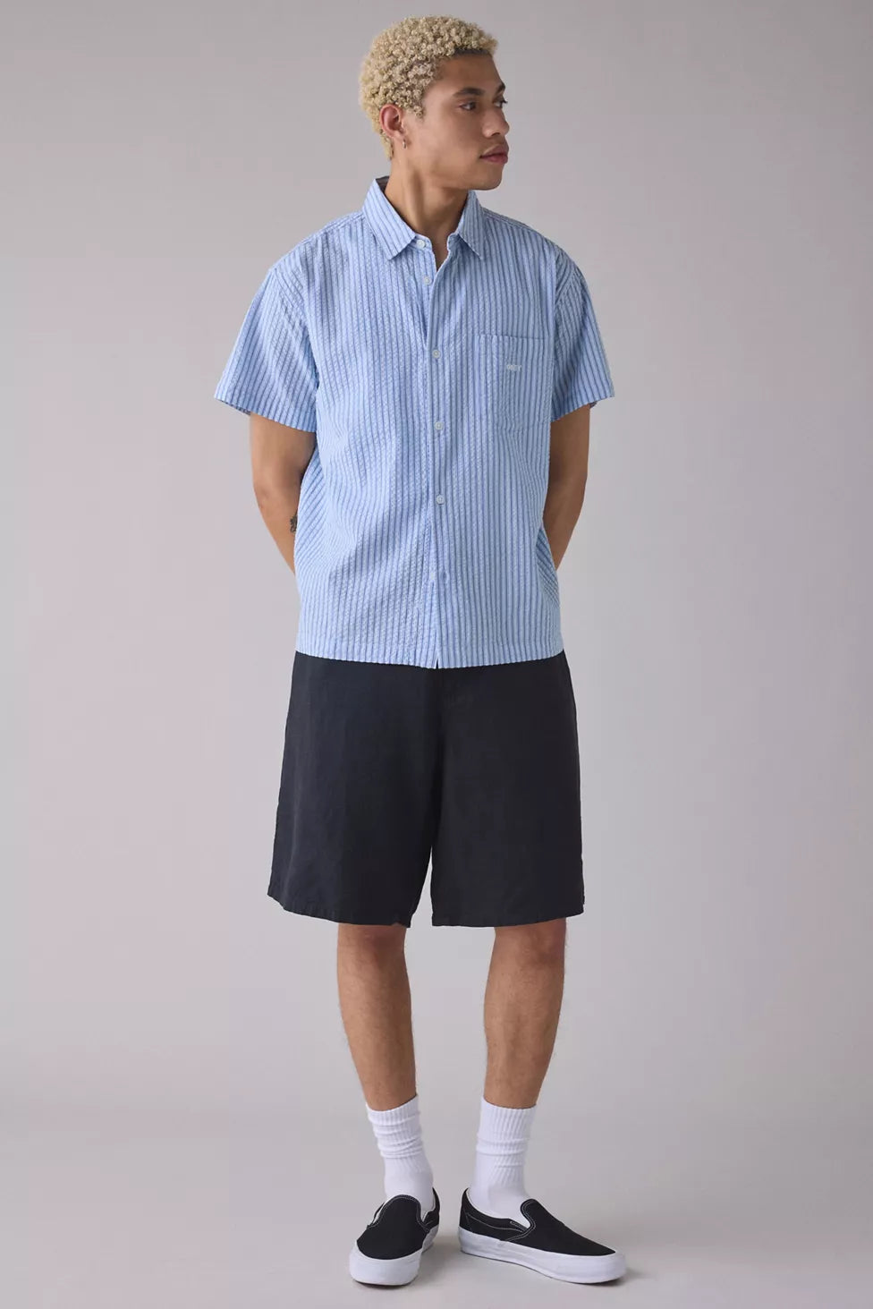 SHORTS BAGGY IN LINO NERO