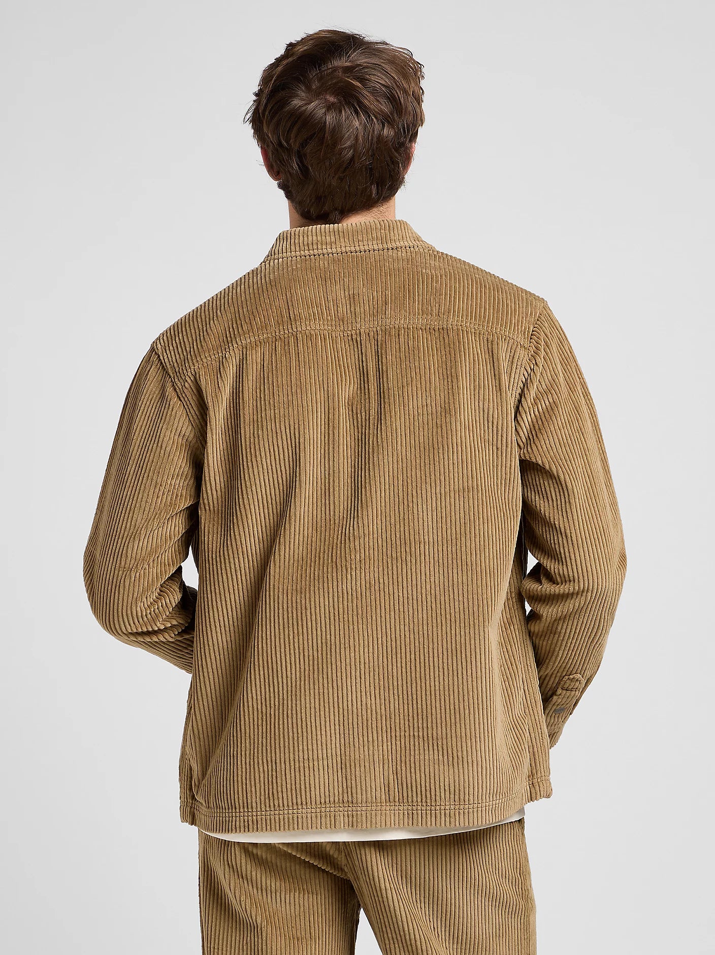 overshirt in velluto costa larga beige