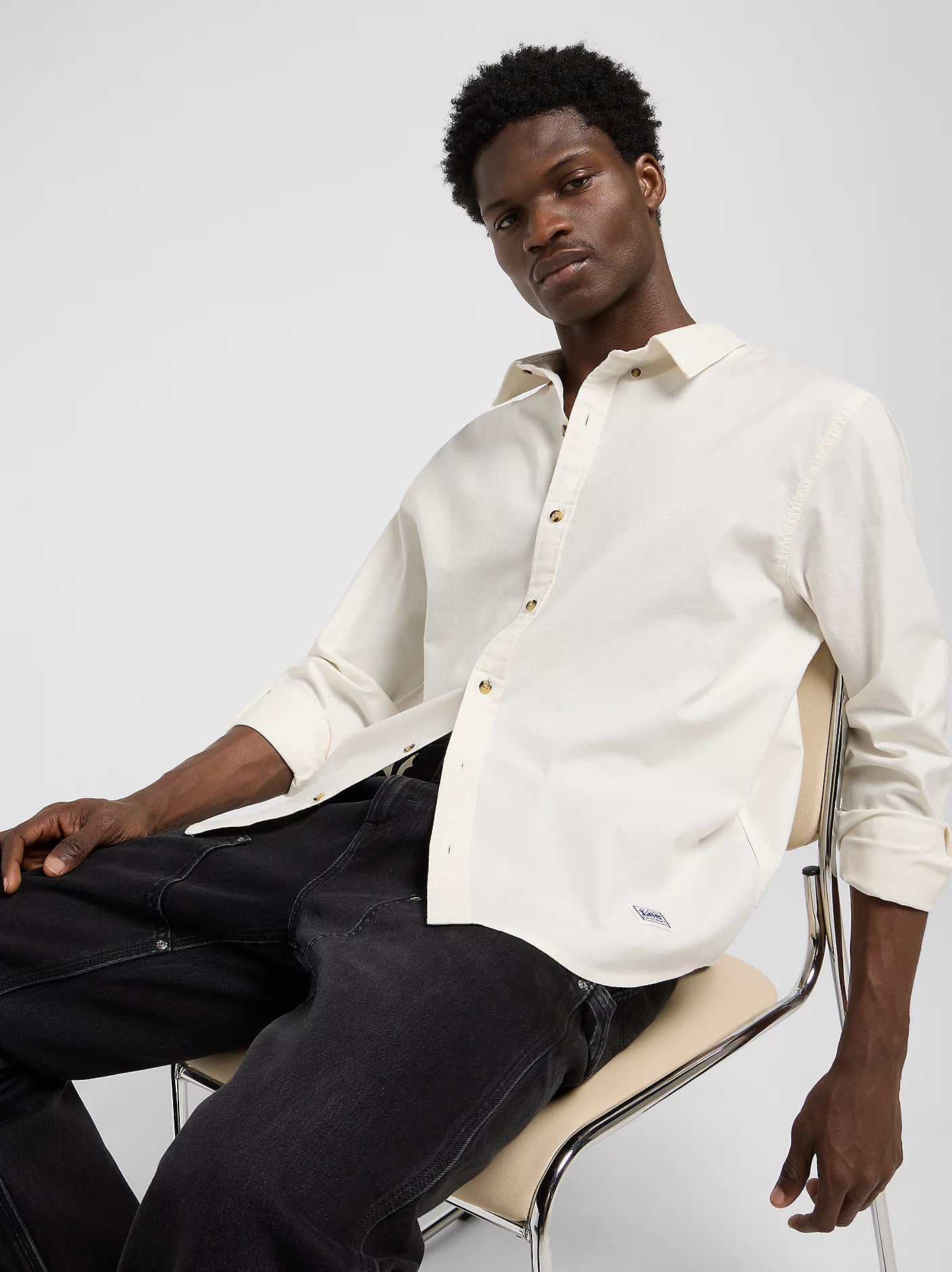 CAMICIA SENZA TASCHE BUTTON DOWN ECRU