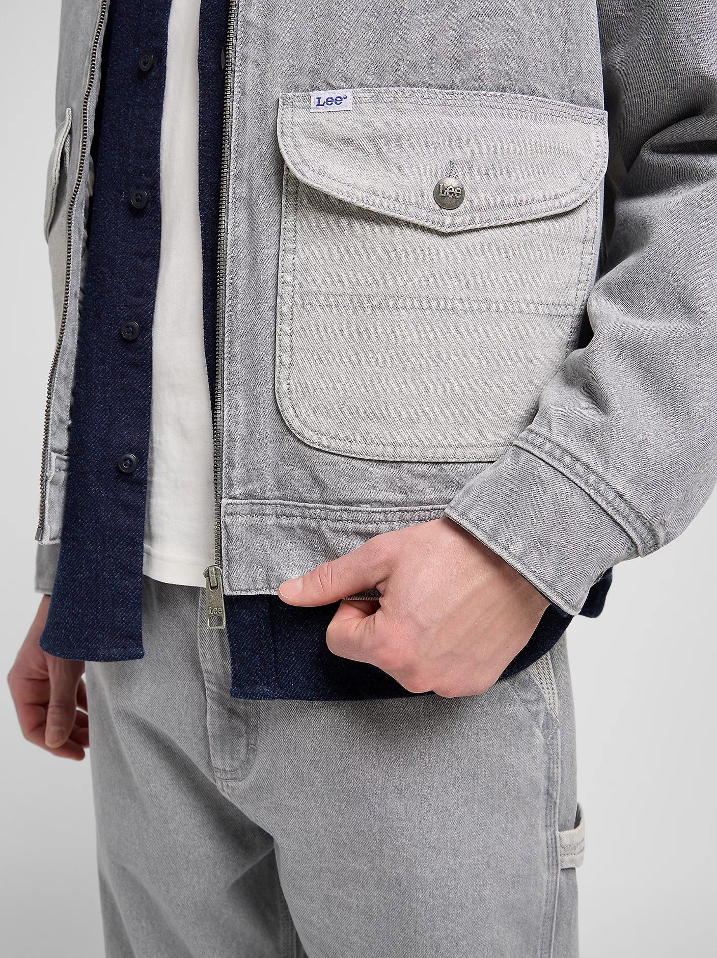 GIACCA WORKWEAR RELAXED BICOLORE IN DENIM