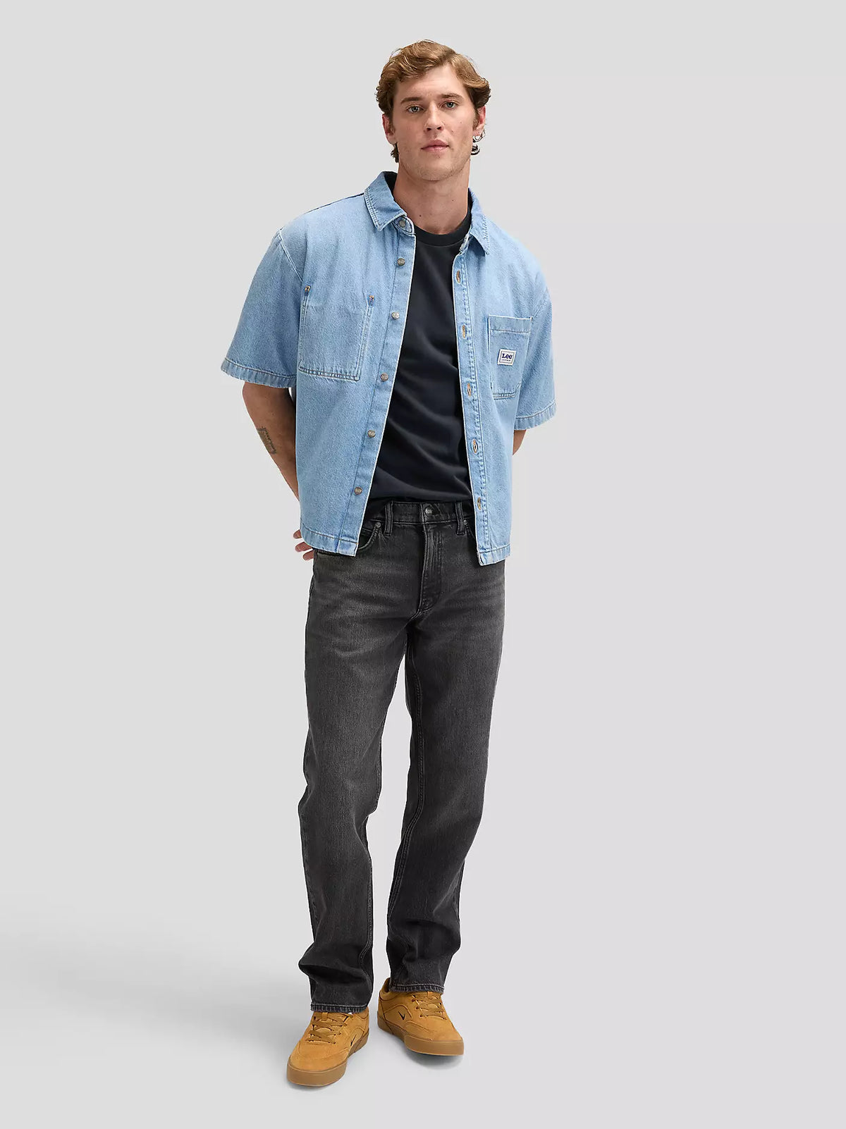 JEANS REGULAR STRAIGHT FIT IN COTONE NERO