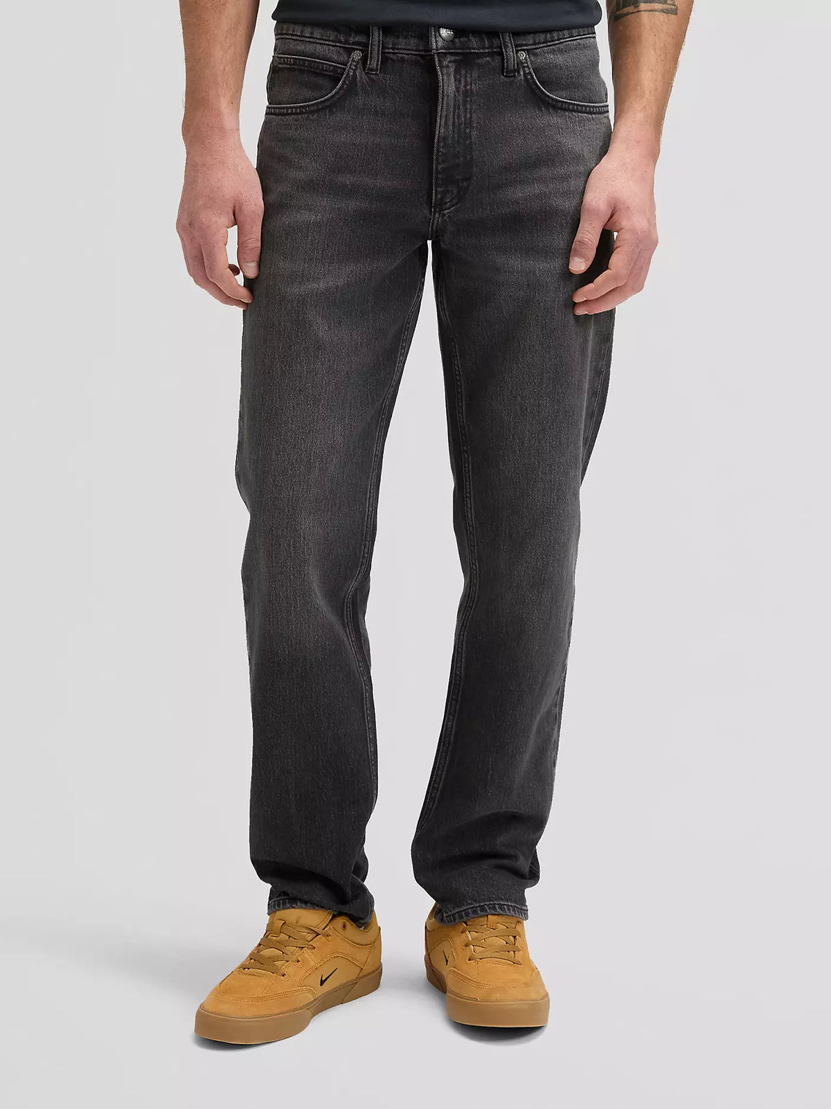 JEANS REGULAR STRAIGHT FIT IN COTONE NERO