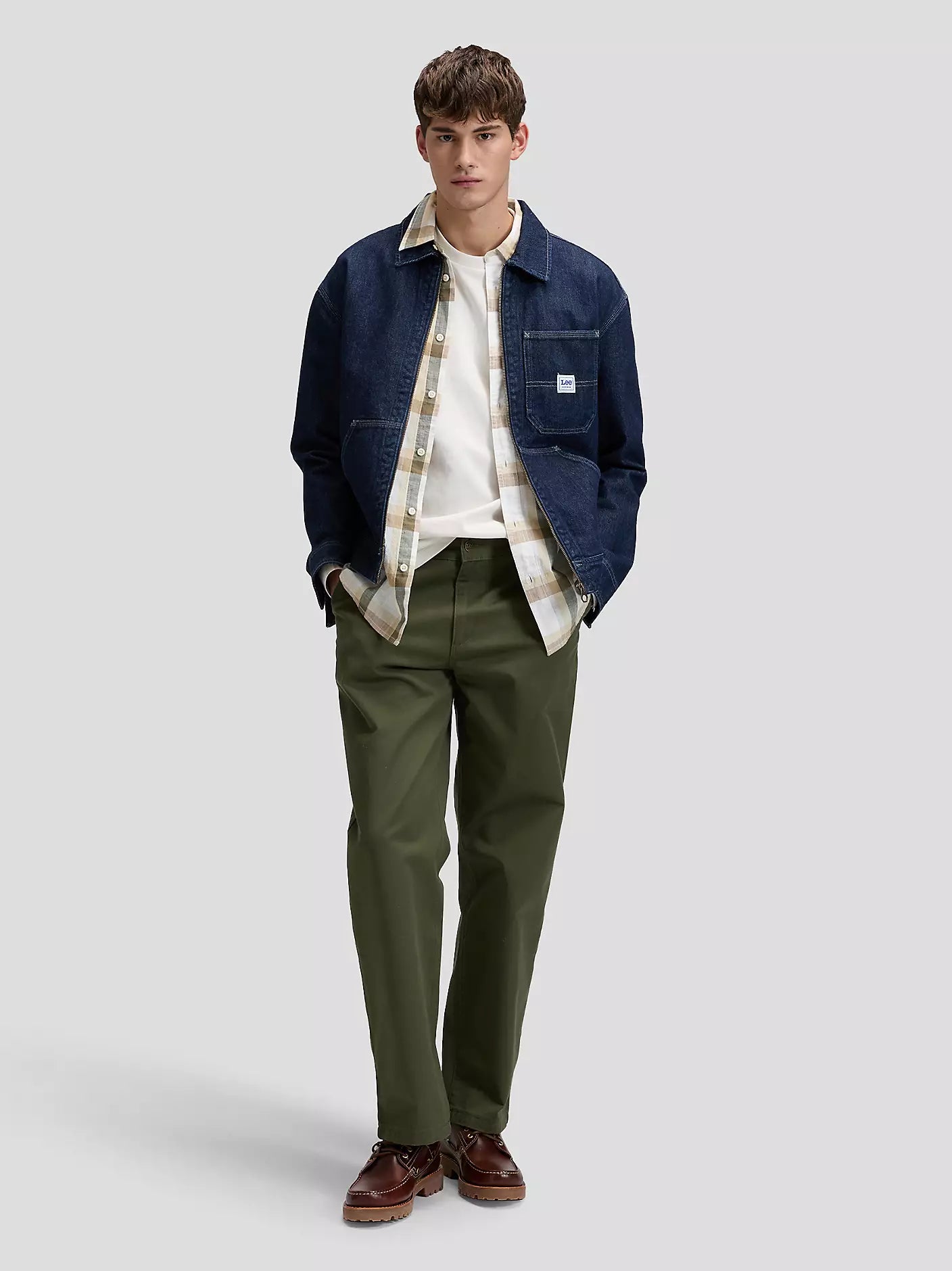 LOOSE WORKWEAR CHINO IN COTONE OAK MOSS