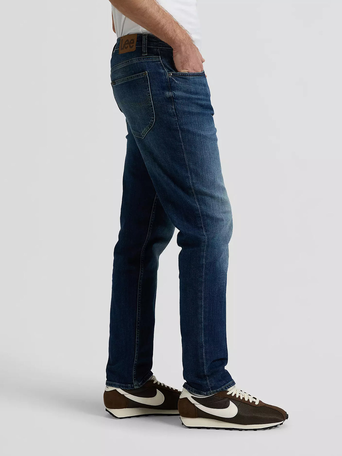 JEANS REGULAR TAPERED FIT IN COTONE BLU RUSTY