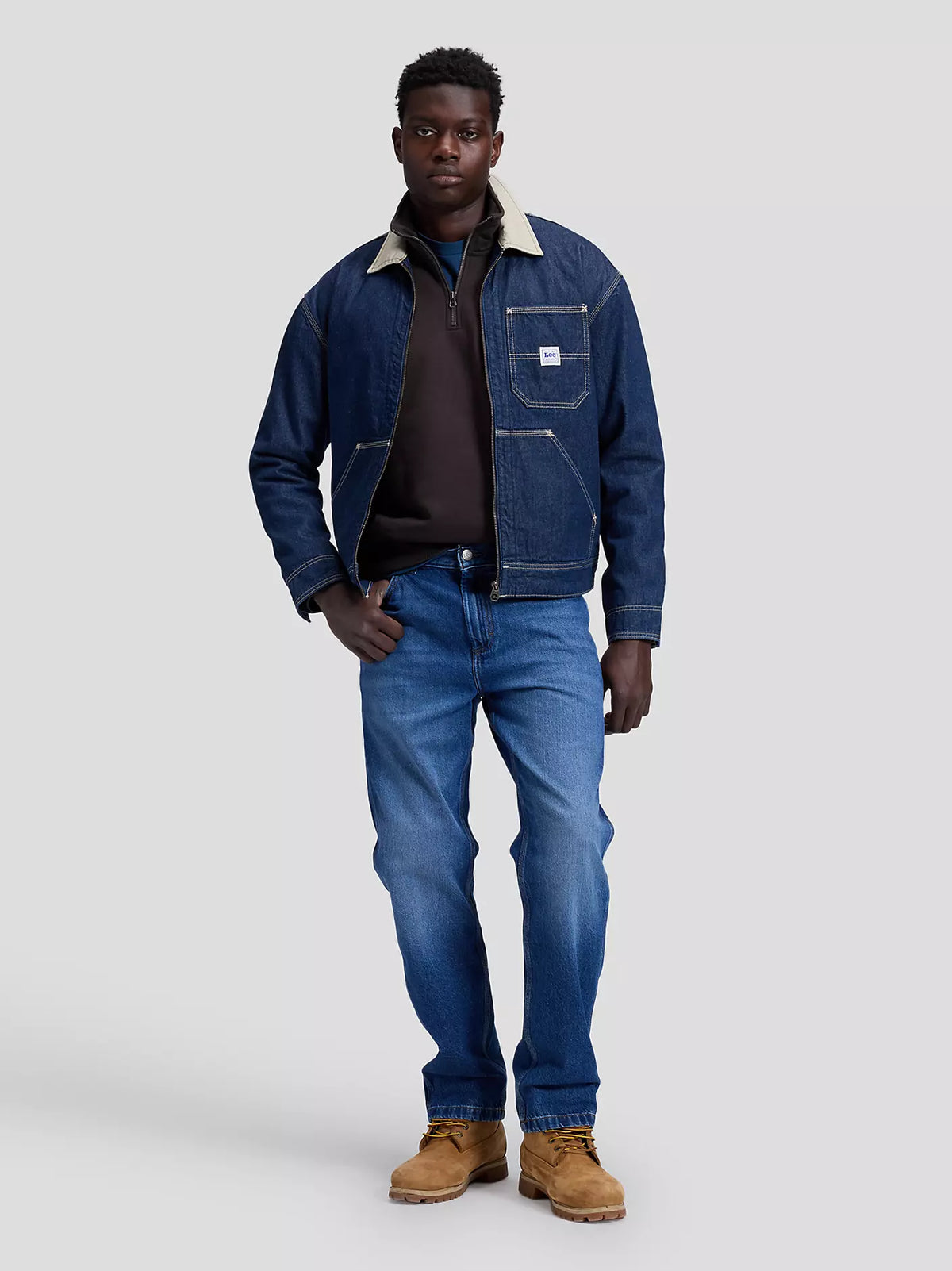 GIACCA DENIM IN COTONE BLU RINSE