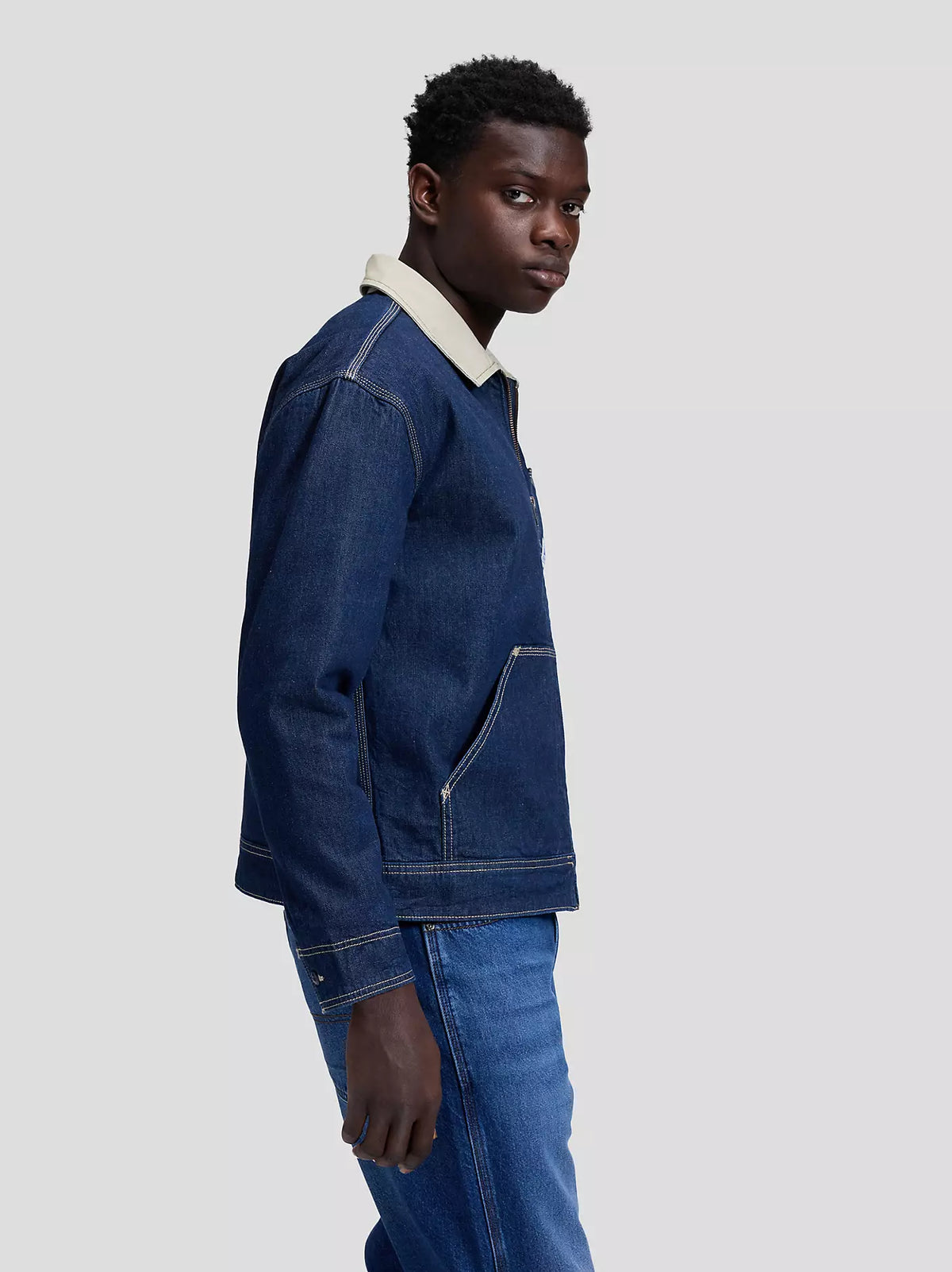 GIACCA DENIM IN COTONE BLU RINSE