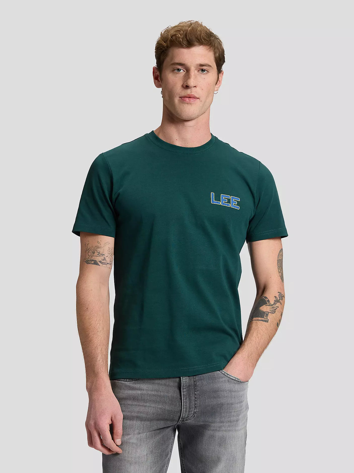 T-SHIRT REGULAR FIT IN COTONE VERDE BOSCO