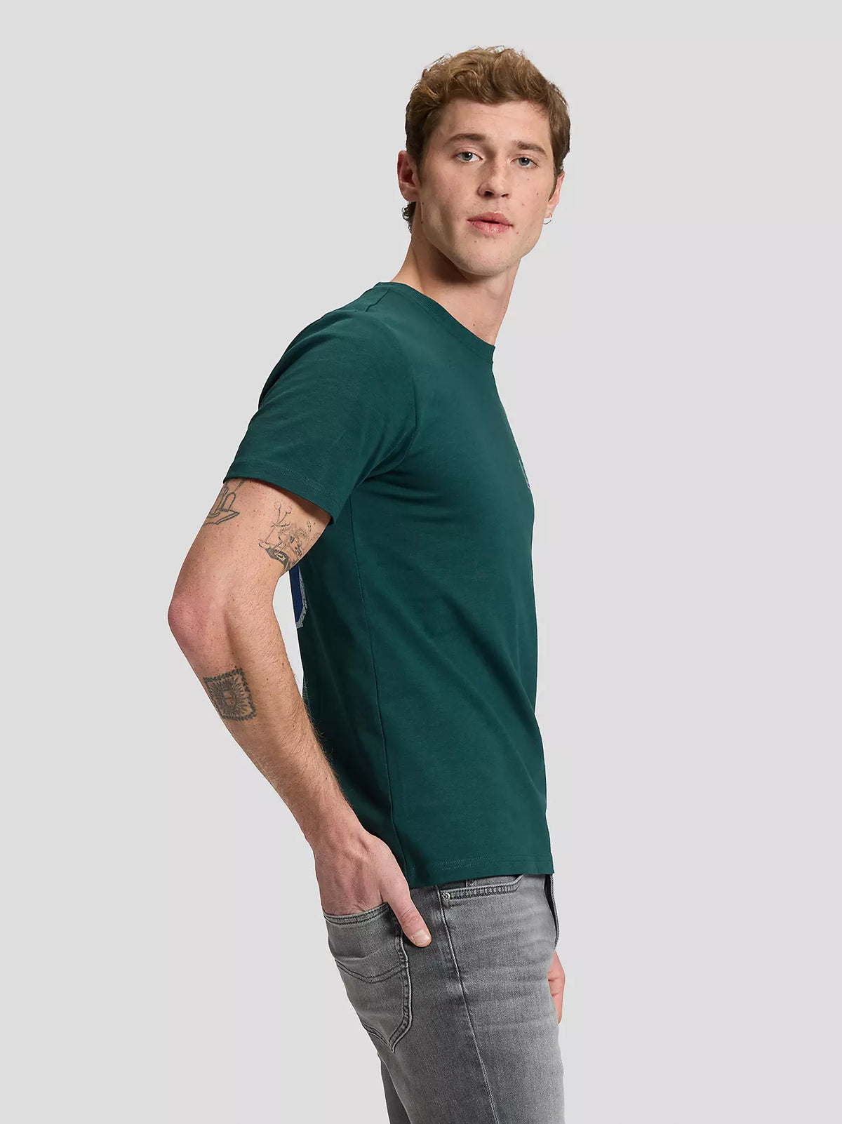 T-SHIRT REGULAR FIT IN COTONE VERDE BOSCO
