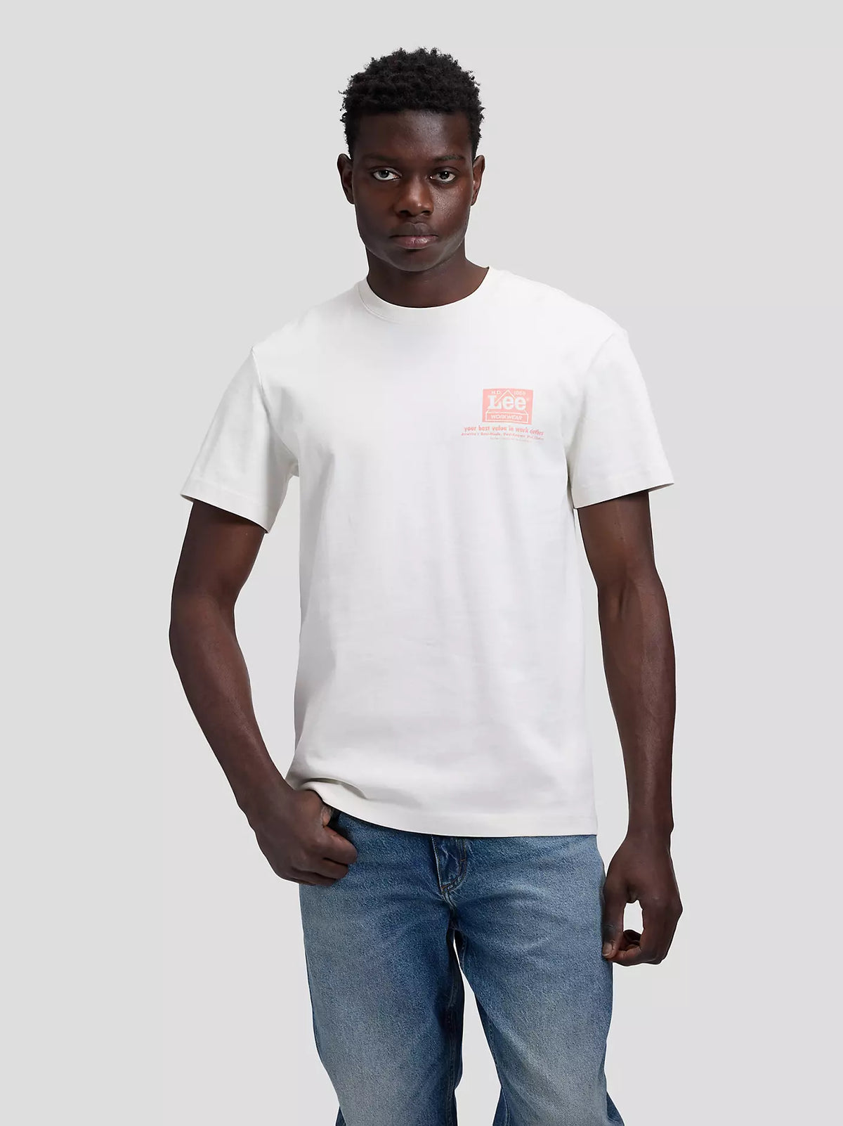 T-SHIRT CON GRAFICA IN COTONE ECRU
