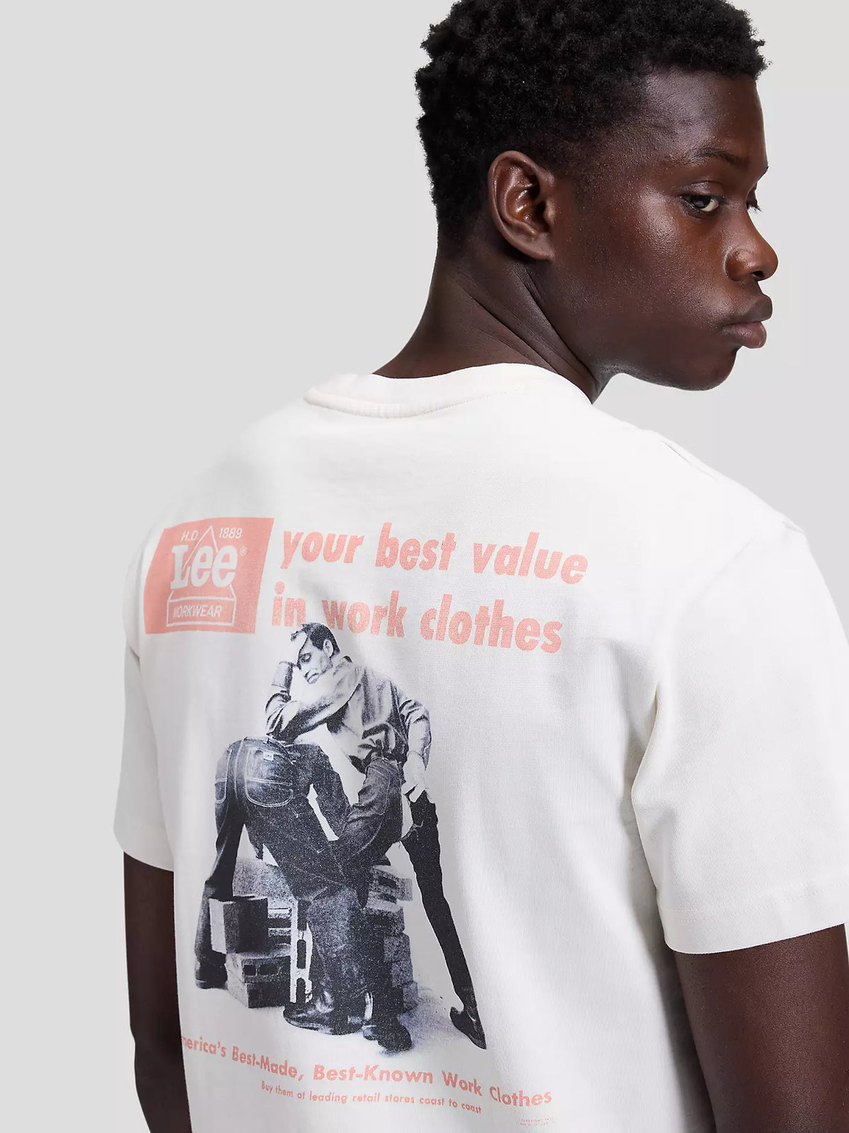 T-SHIRT CON GRAFICA IN COTONE ECRU