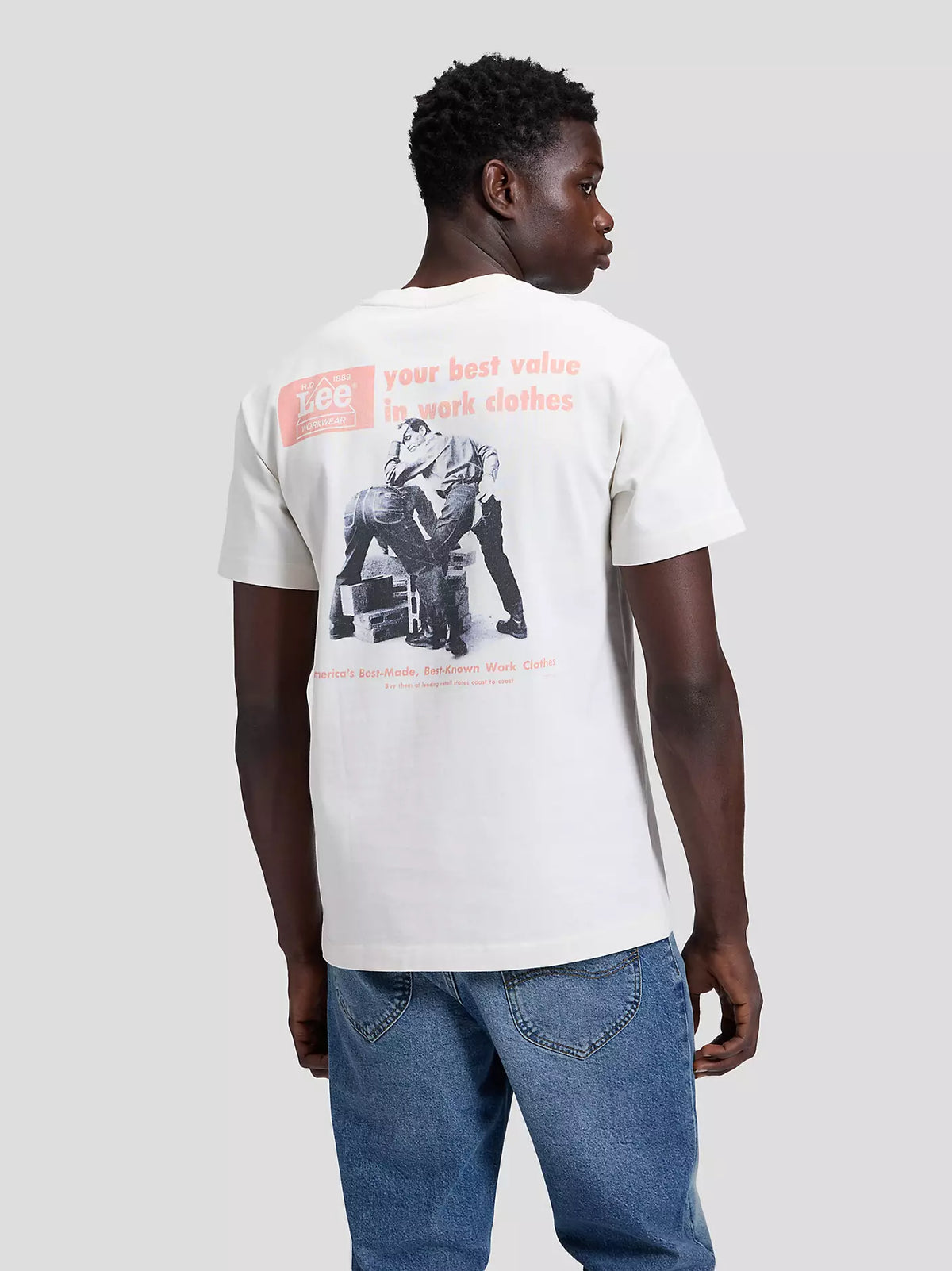 T-SHIRT CON GRAFICA IN COTONE ECRU