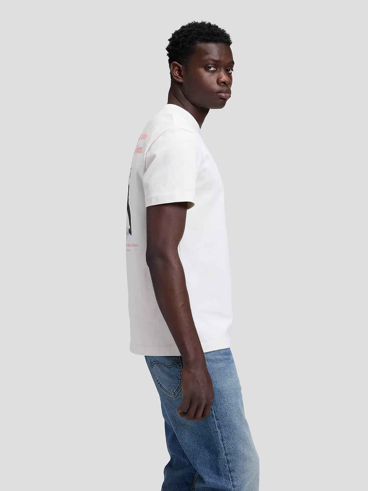 T-SHIRT CON GRAFICA IN COTONE ECRU