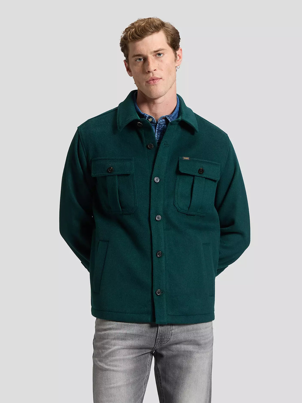 CAMICIA IN LANA VERDE BOSCO