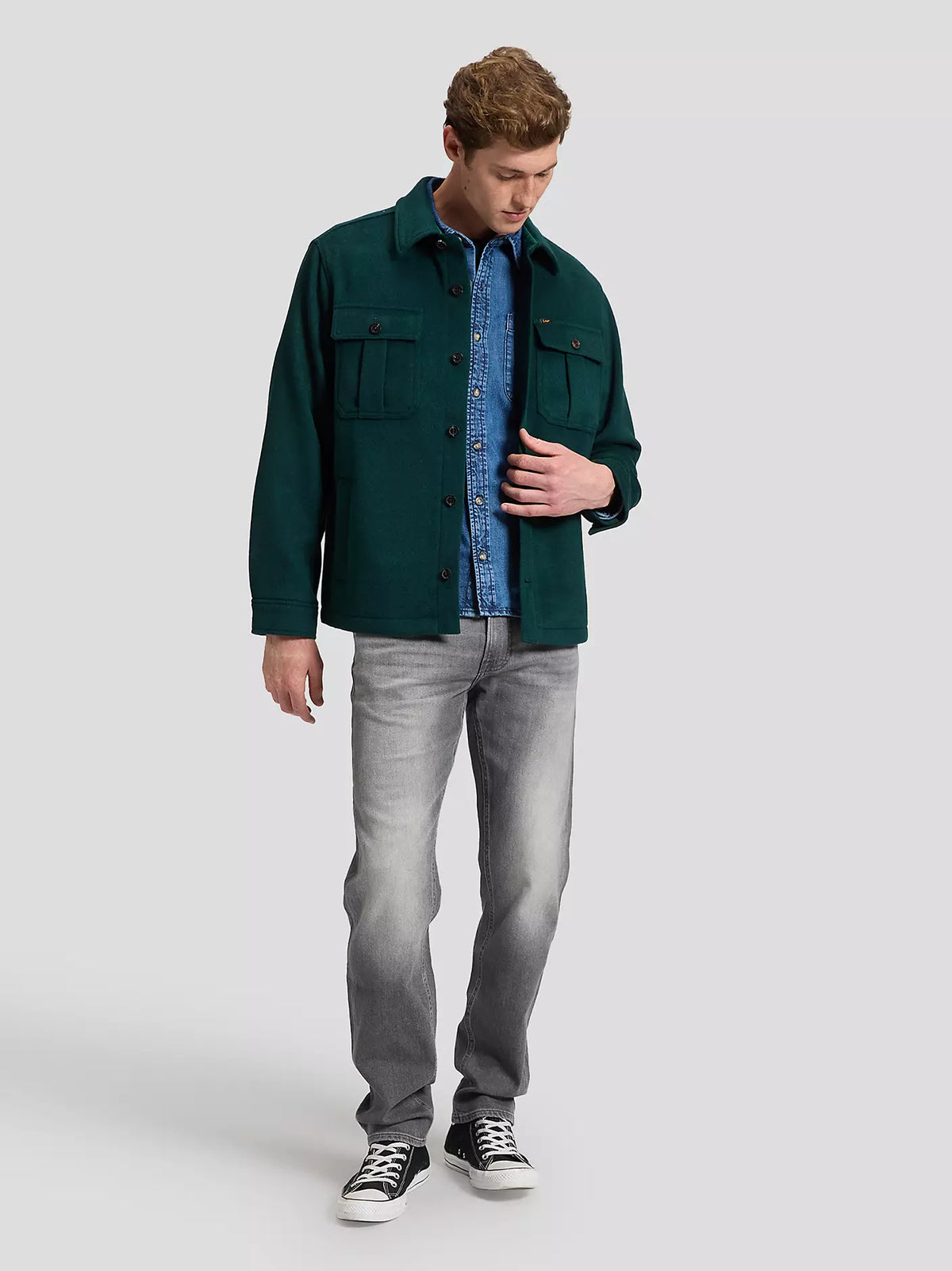 CAMICIA IN LANA VERDE BOSCO