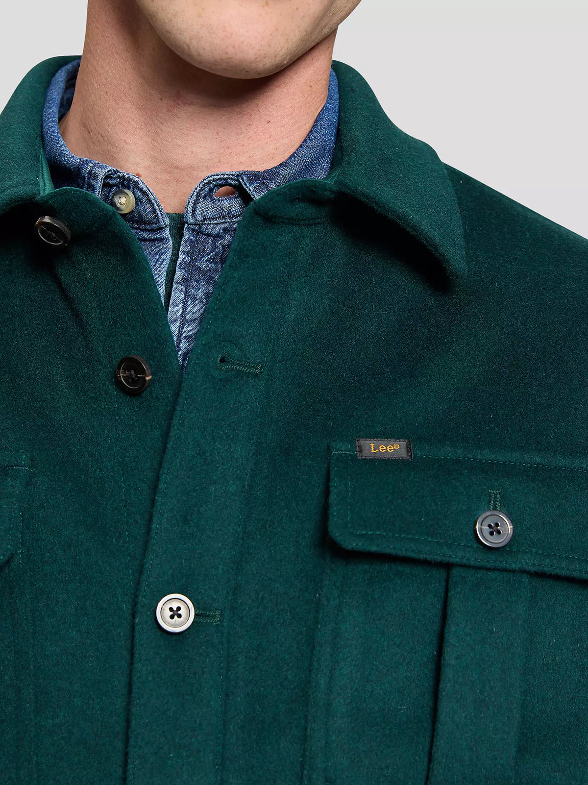 CAMICIA IN LANA VERDE BOSCO