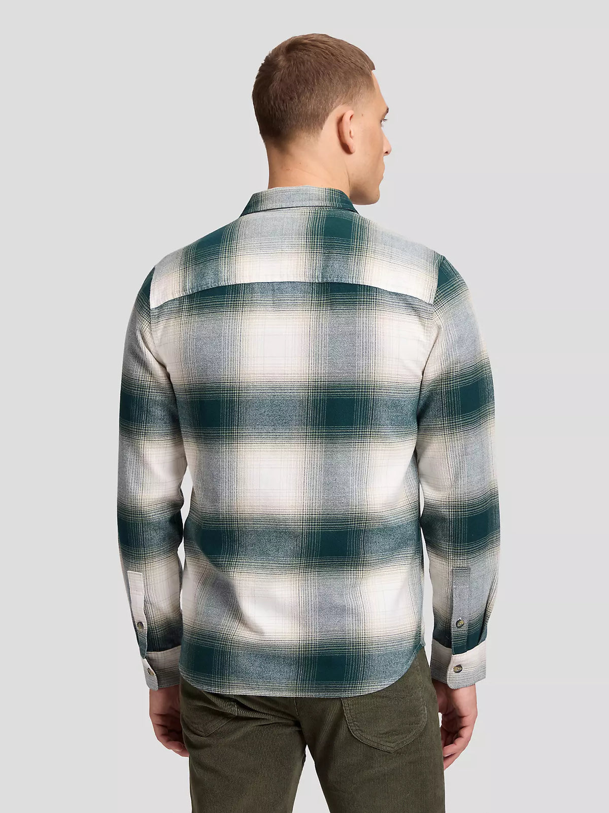 CAMICIA A QUADRI IN COTONE BIANCO E VERDE BOSCO