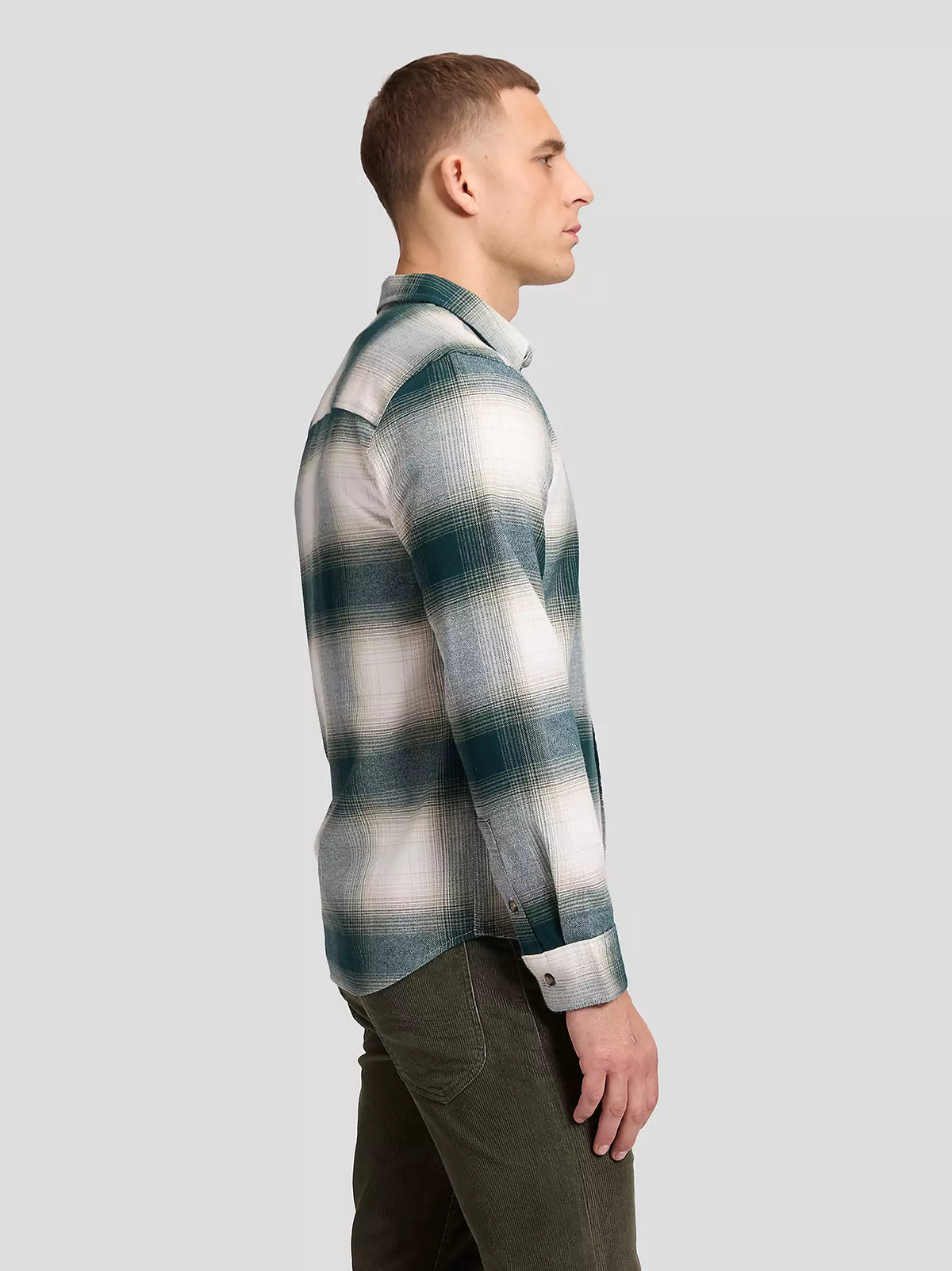 CAMICIA A QUADRI IN COTONE BIANCO E VERDE BOSCO