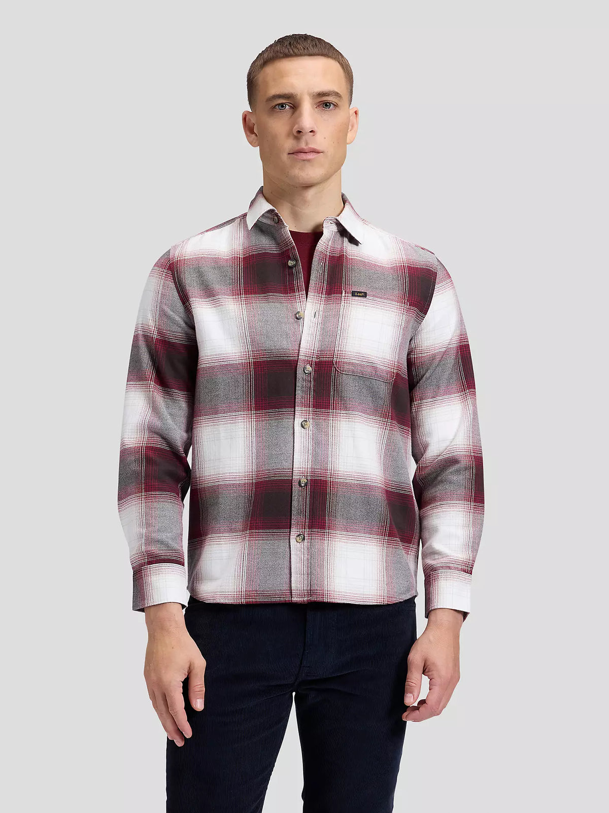 CAMICIA A QUADRI IN COTONE BIANCO E ROSSO