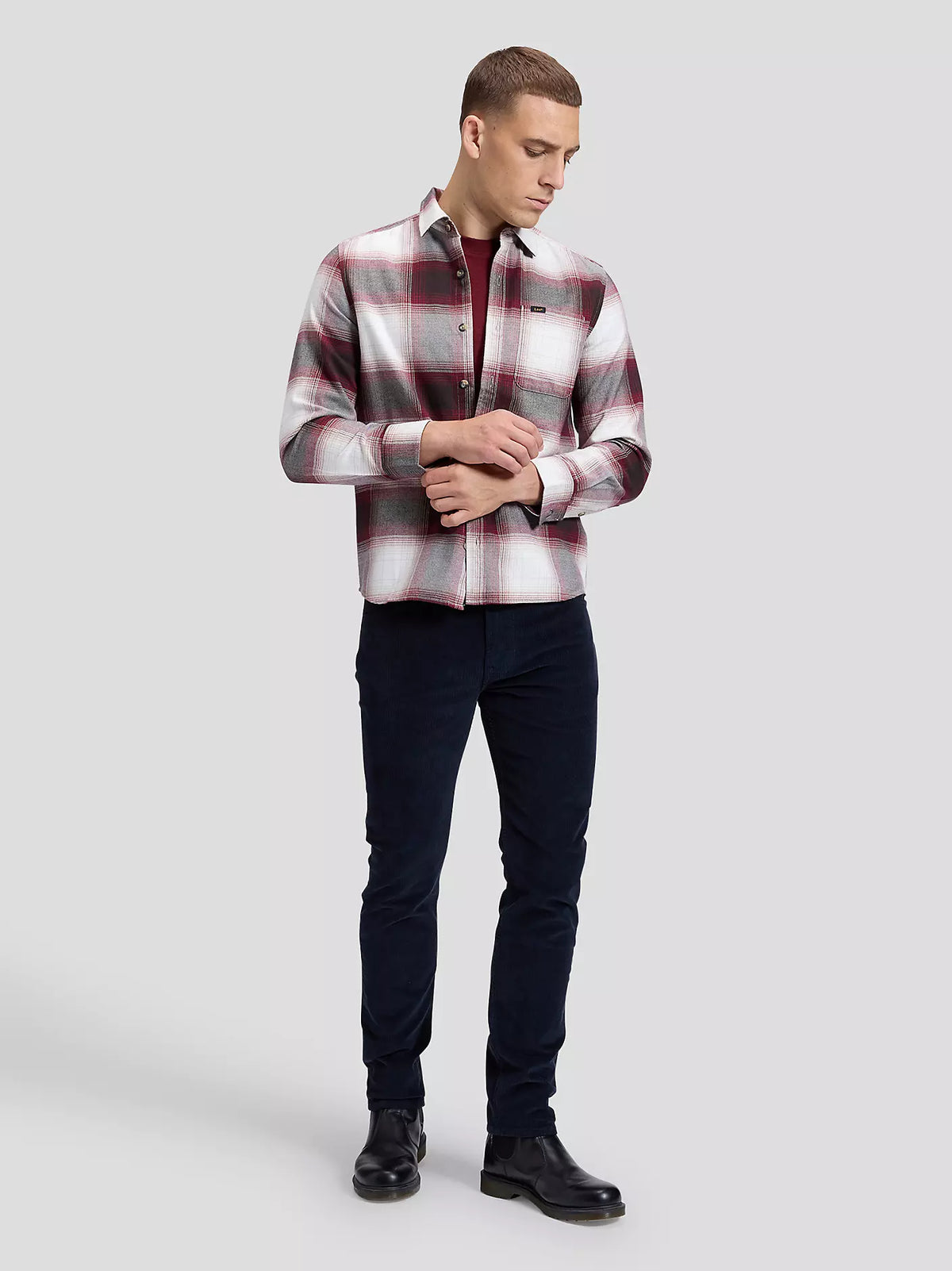 CAMICIA A QUADRI IN COTONE BIANCO E ROSSO
