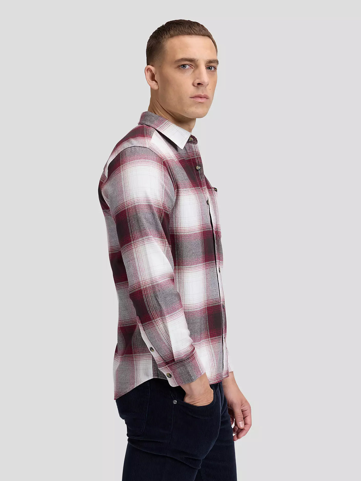 CAMICIA A QUADRI IN COTONE BIANCO E ROSSO
