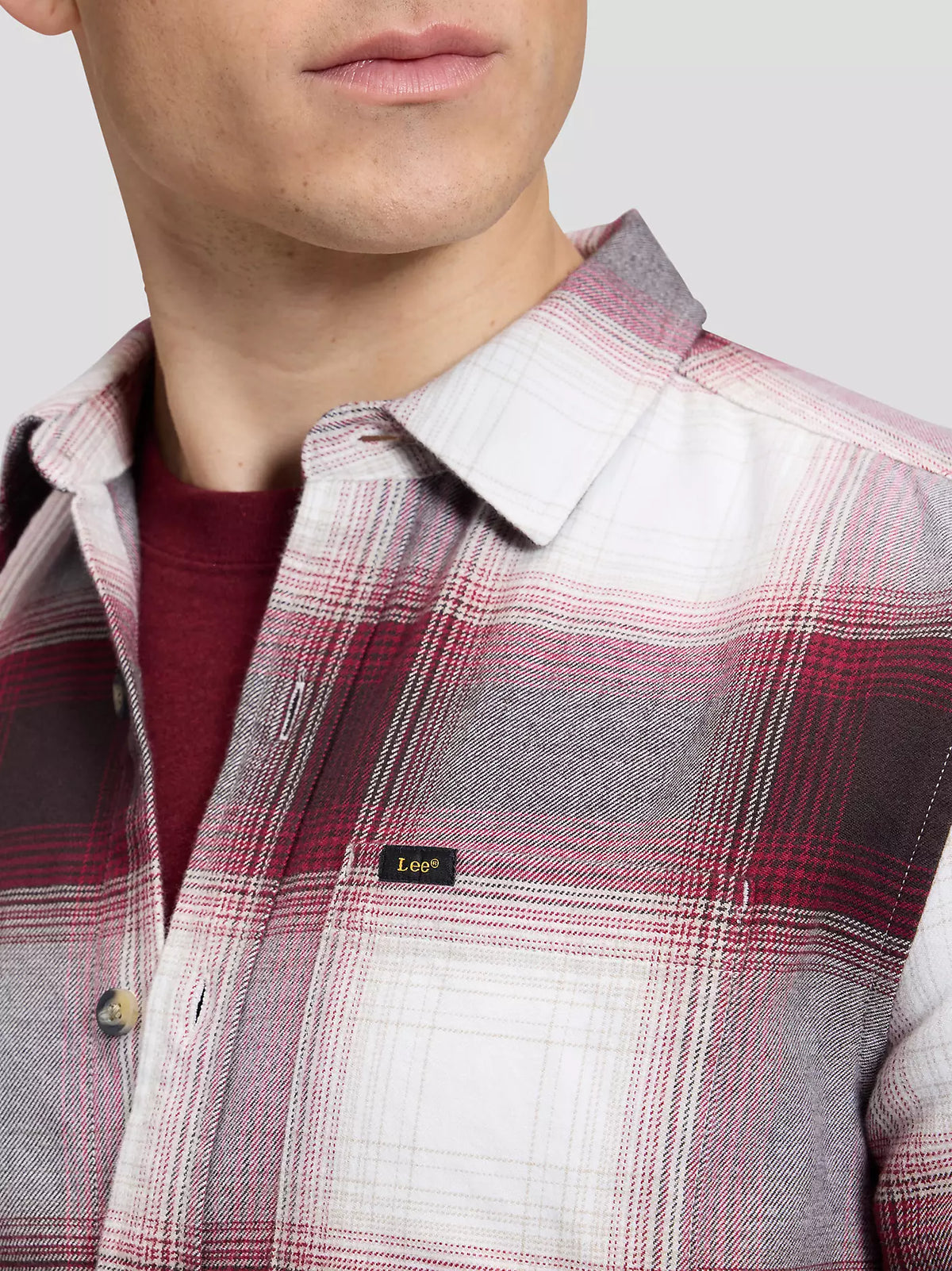 CAMICIA A QUADRI IN COTONE BIANCO E ROSSO