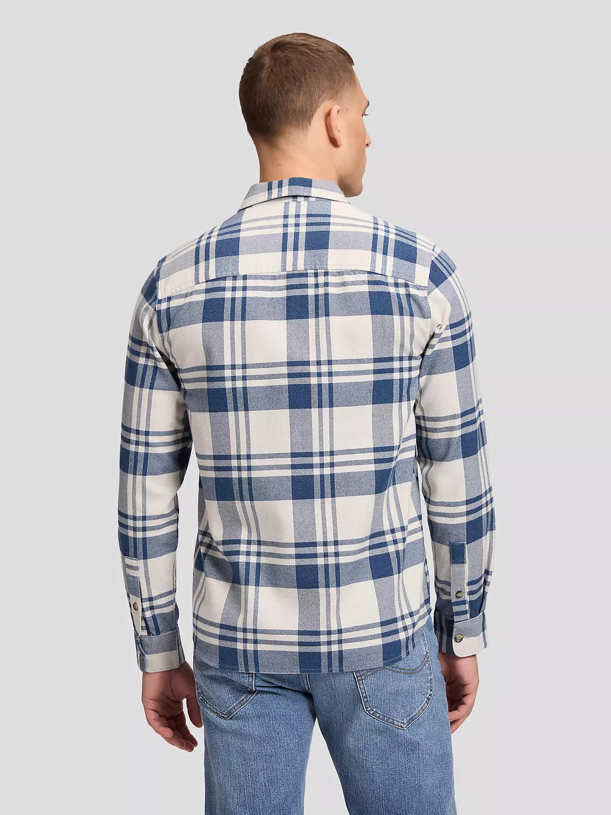 CAMICIA A QUADRI IN COTONE BIANCO E BLU