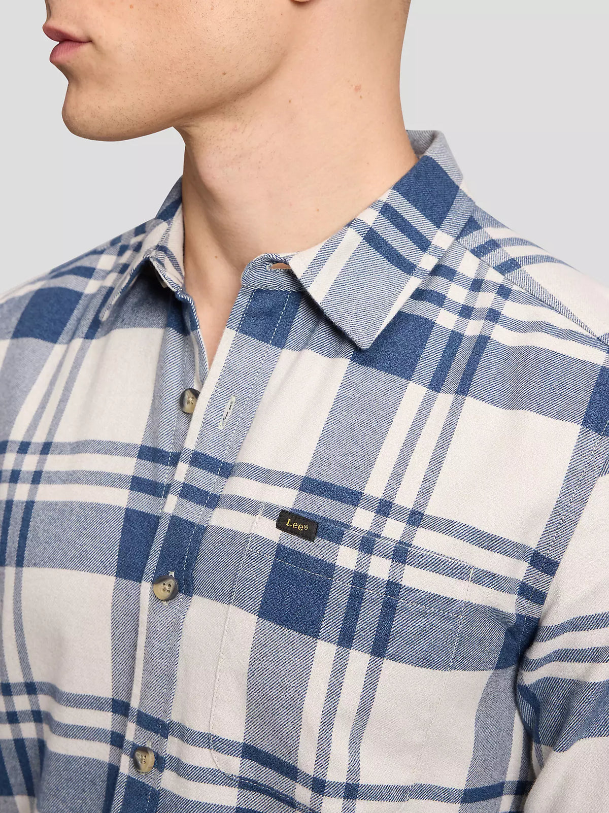 CAMICIA A QUADRI IN COTONE BIANCO E BLU