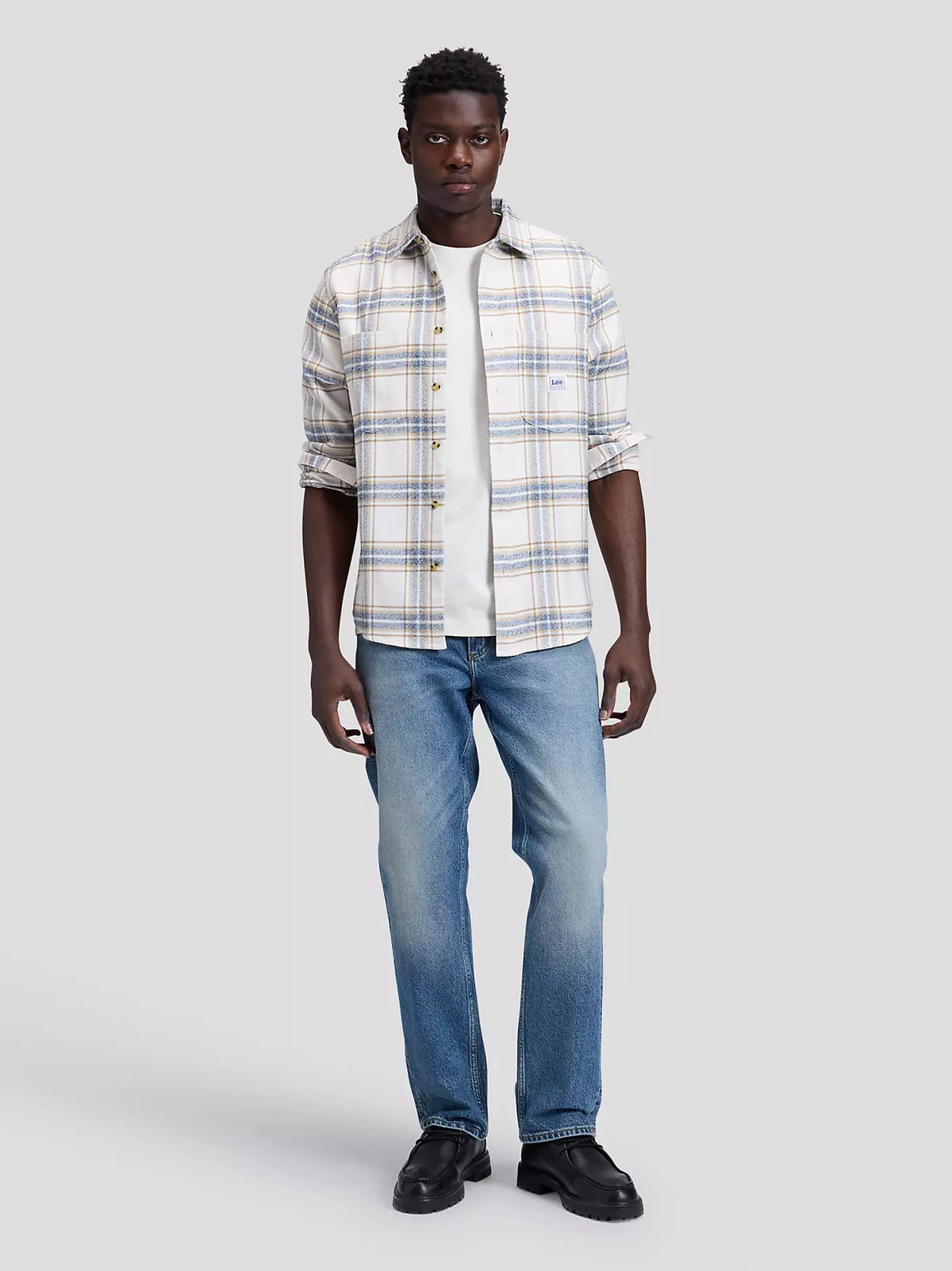 CAMICIA A QUADRI IN COTONE ECRU