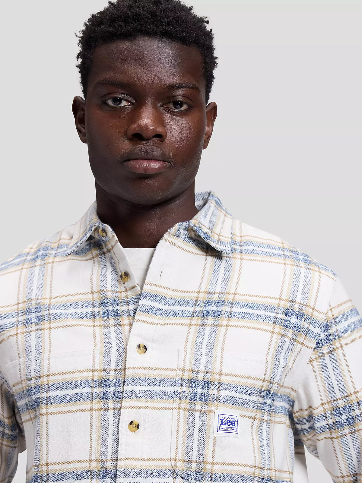 CAMICIA A QUADRI IN COTONE ECRU