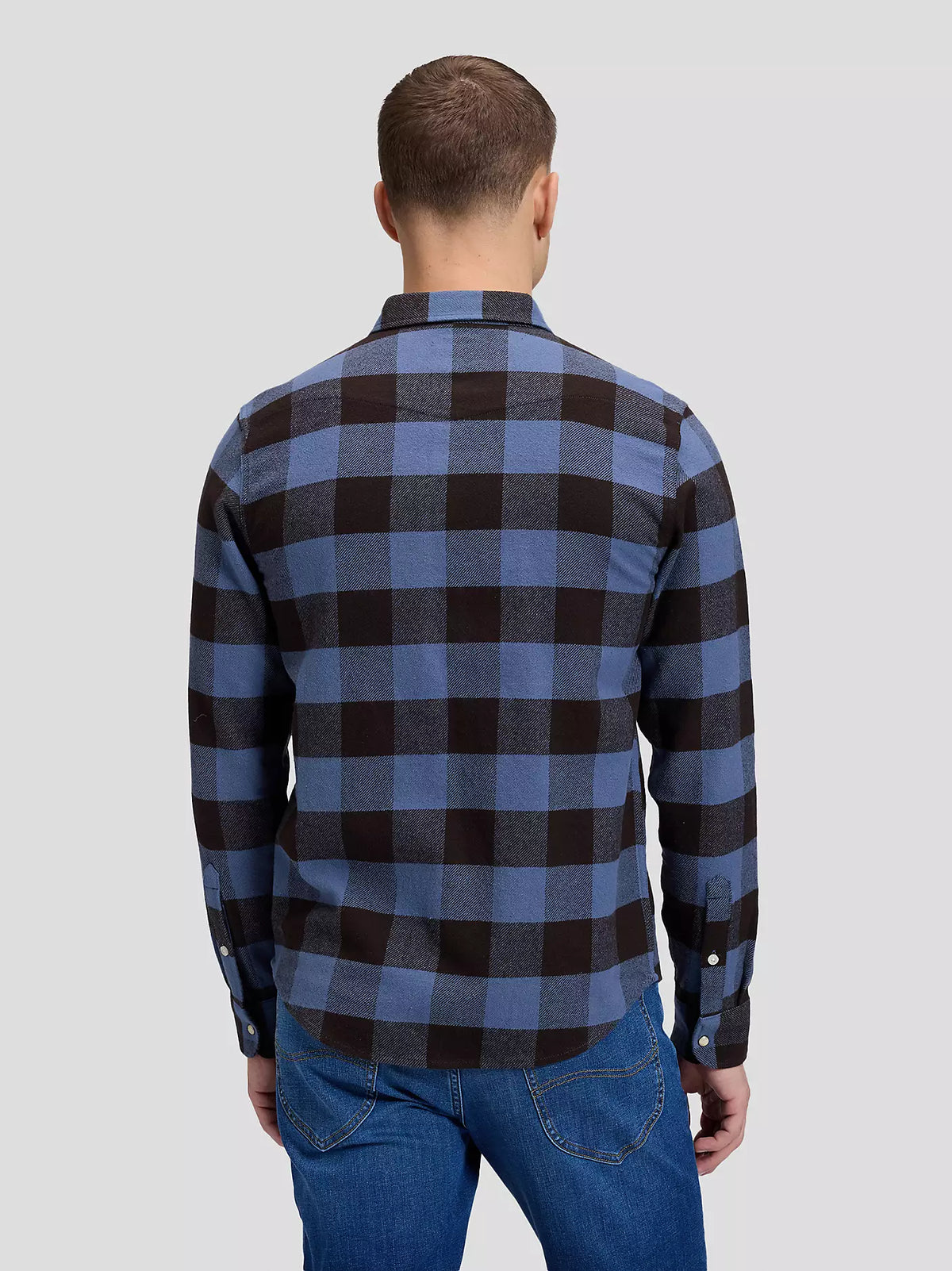 CAMICIA WESTERN IN COTONE BLU E NERO