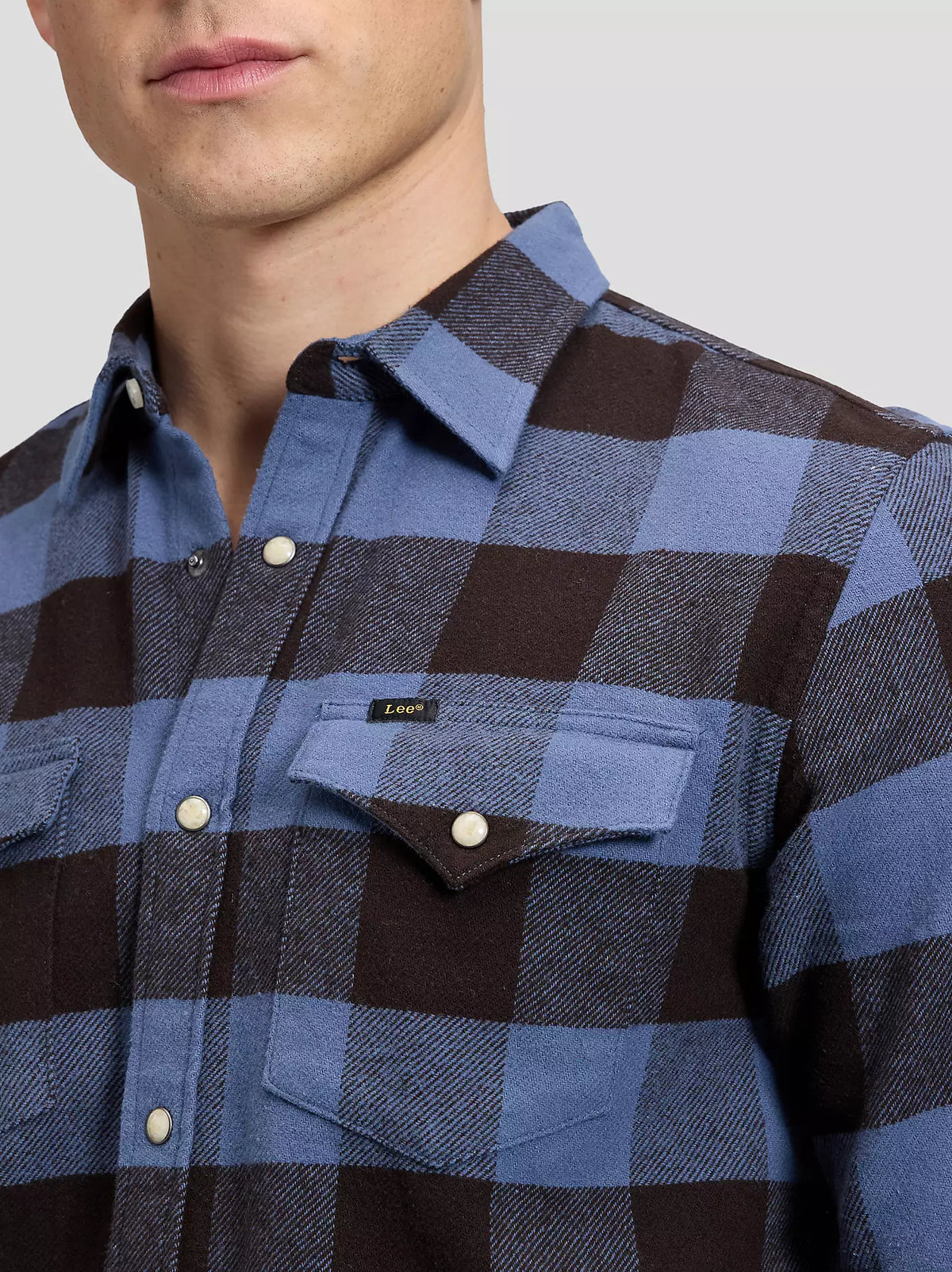 CAMICIA WESTERN IN COTONE BLU E NERO