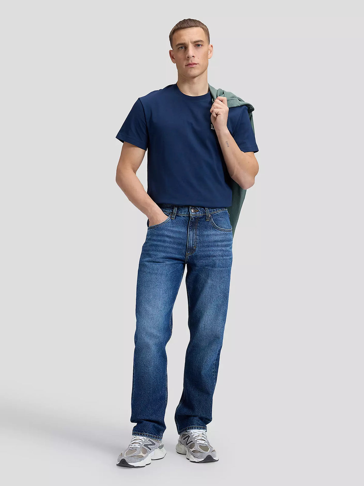 JEANS REGULAR STRAIGHT FIT IN COTONE BLU