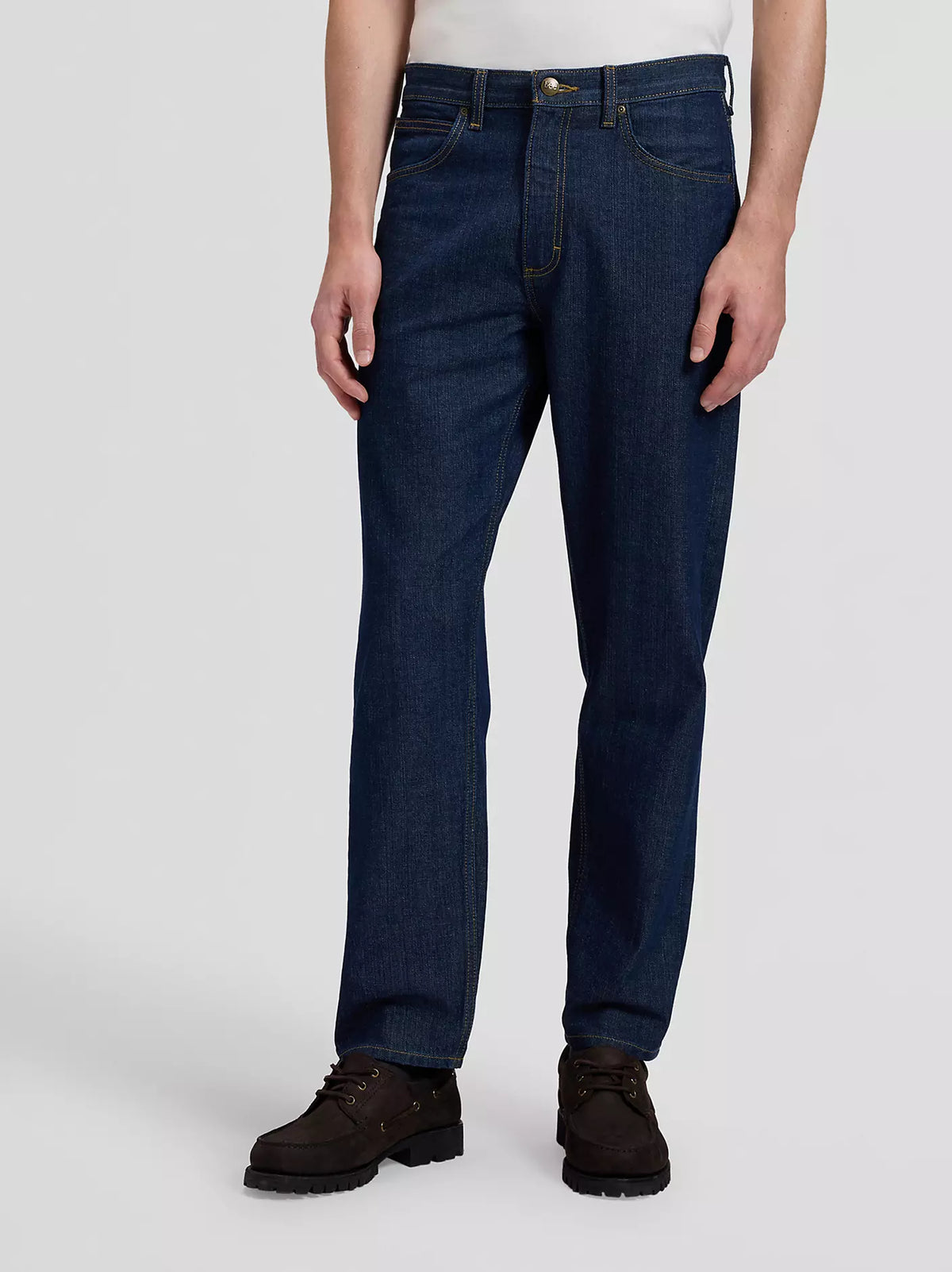 JEANS RELAXED TAPERED FIT IN COTONE BLU SCURO