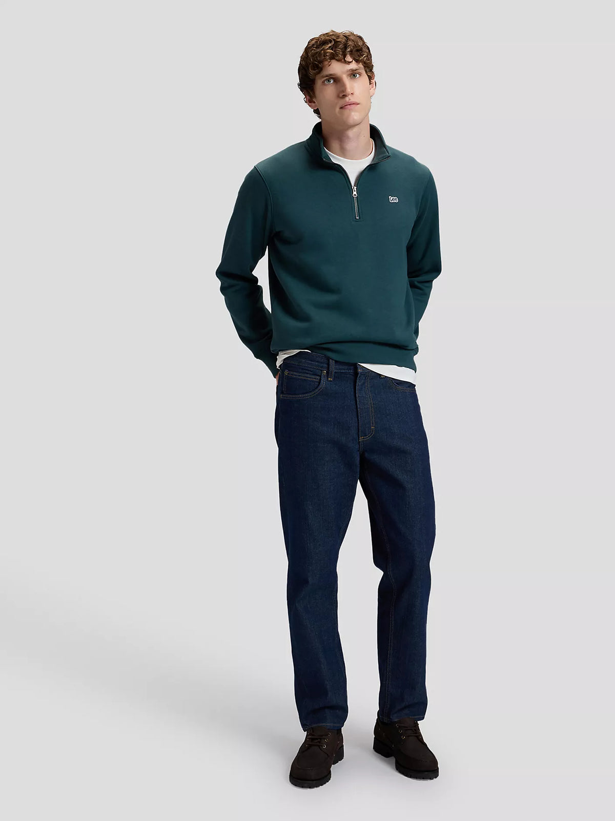 JEANS RELAXED TAPERED FIT IN COTONE BLU SCURO