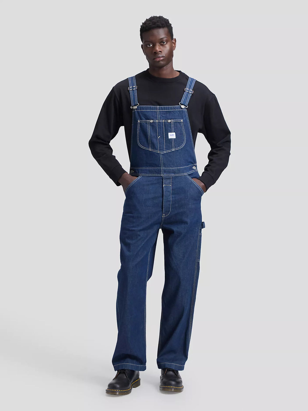 SALOPETTE RELAXED FIT IN COTONE BLU RINSE