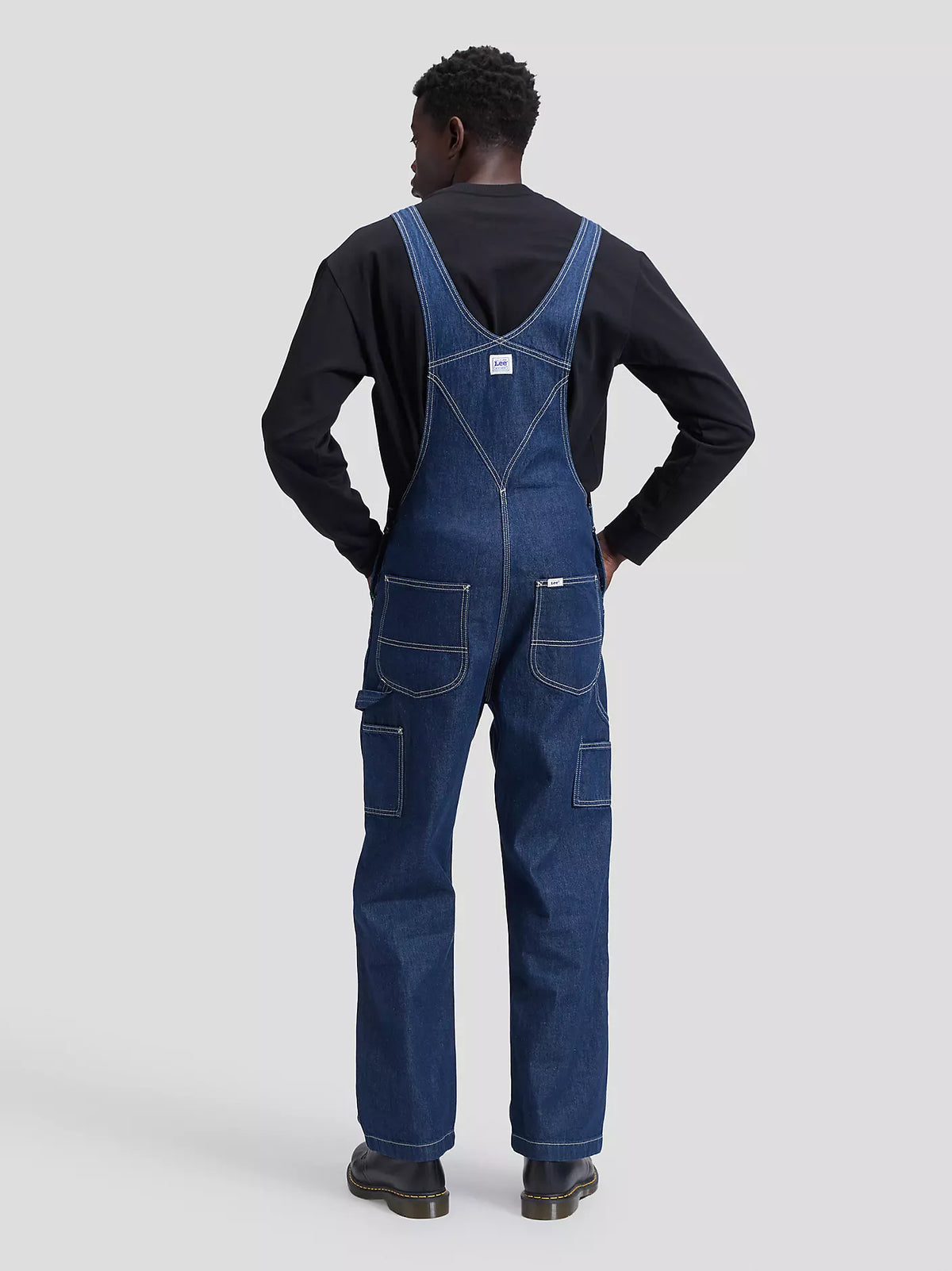 SALOPETTE RELAXED FIT IN COTONE BLU RINSE