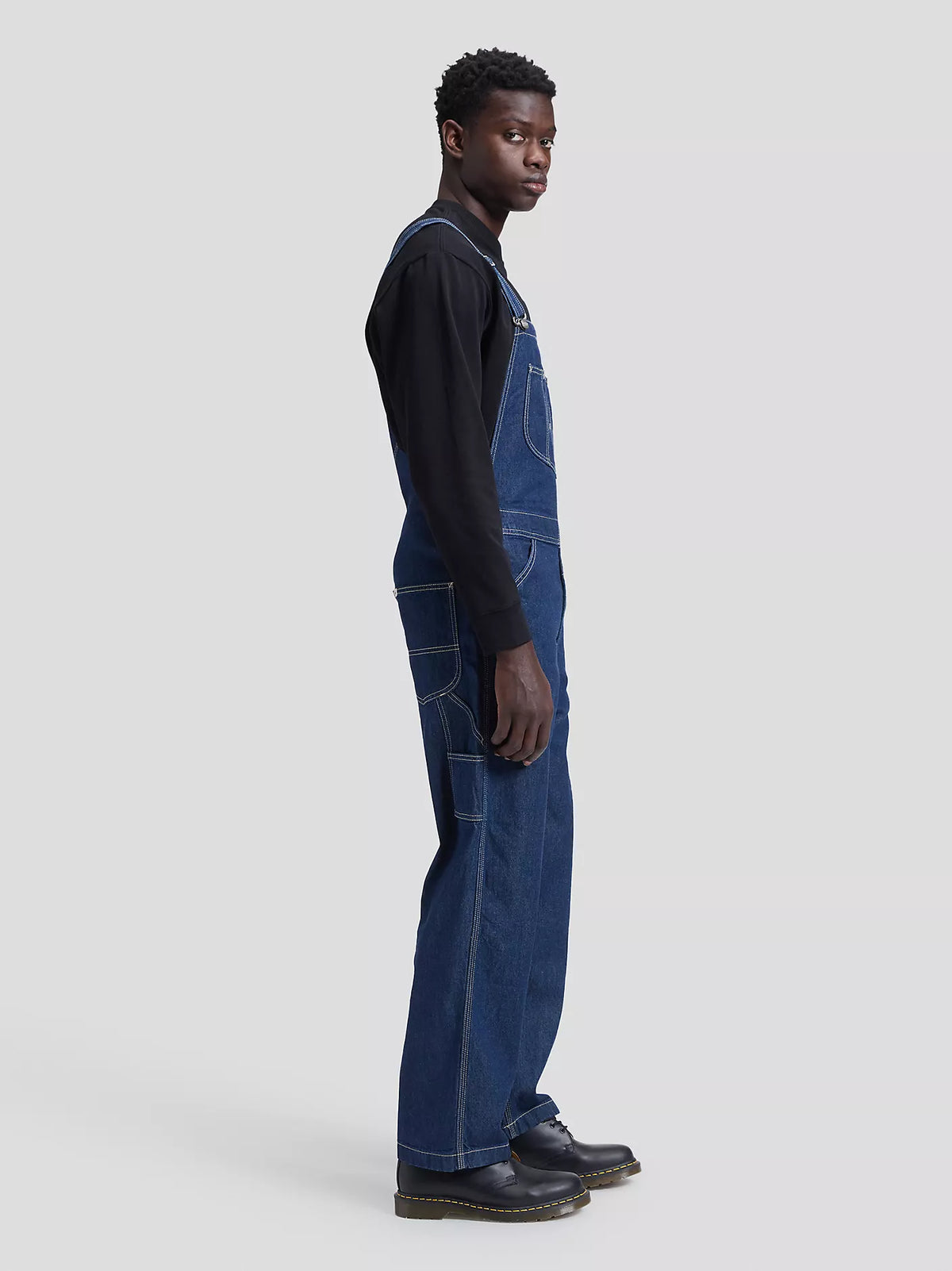 SALOPETTE RELAXED FIT IN COTONE BLU RINSE