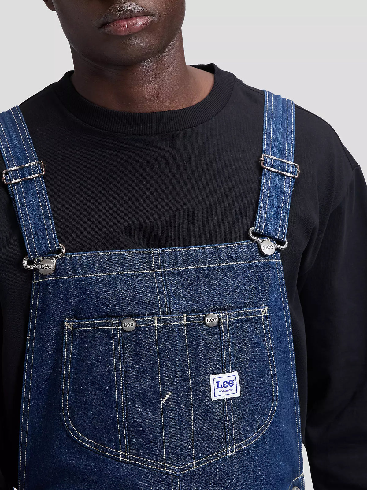 SALOPETTE RELAXED FIT IN COTONE BLU RINSE