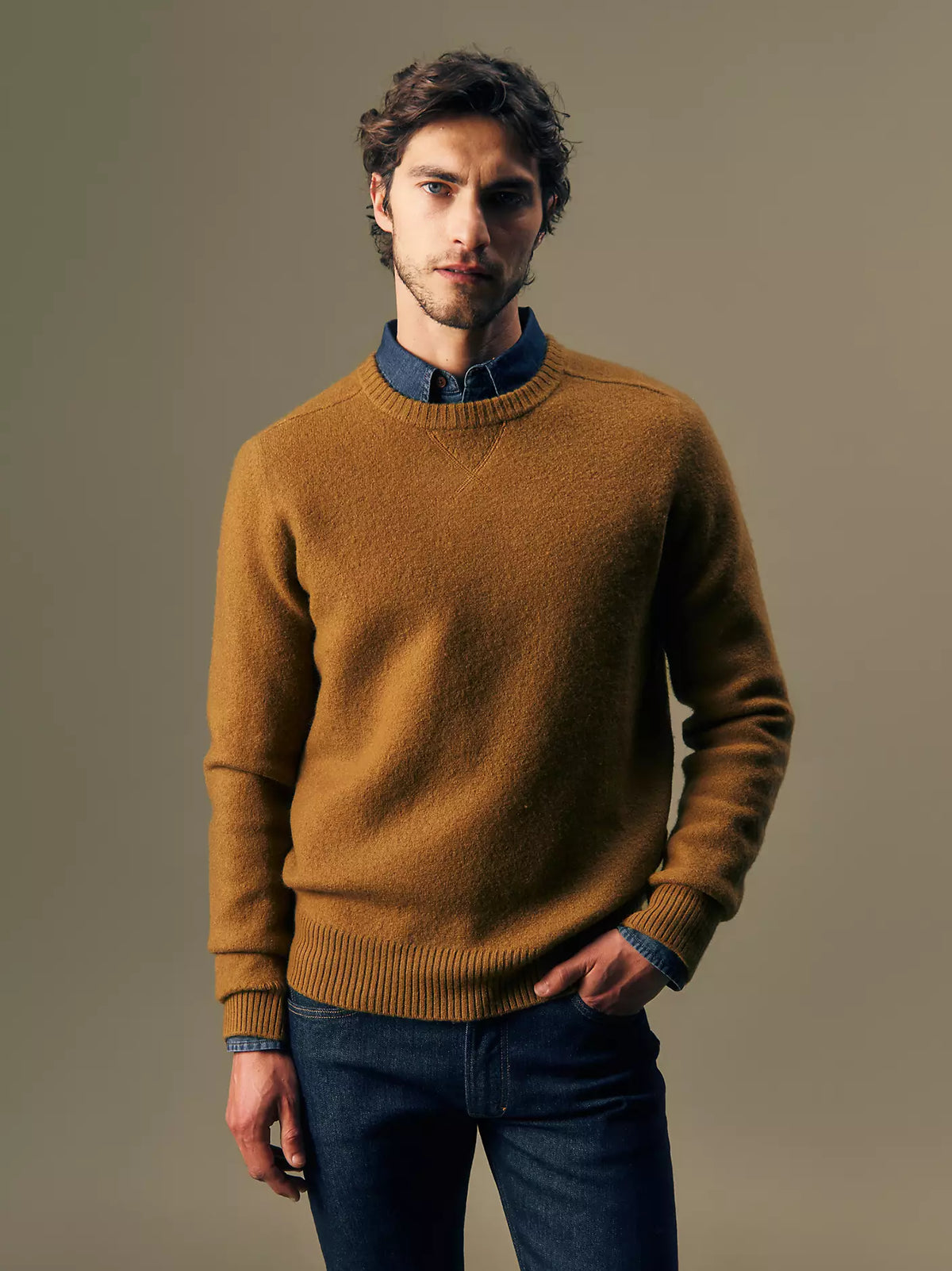 MAGLIONE IN PURA LANA GOLDEN TABACCO