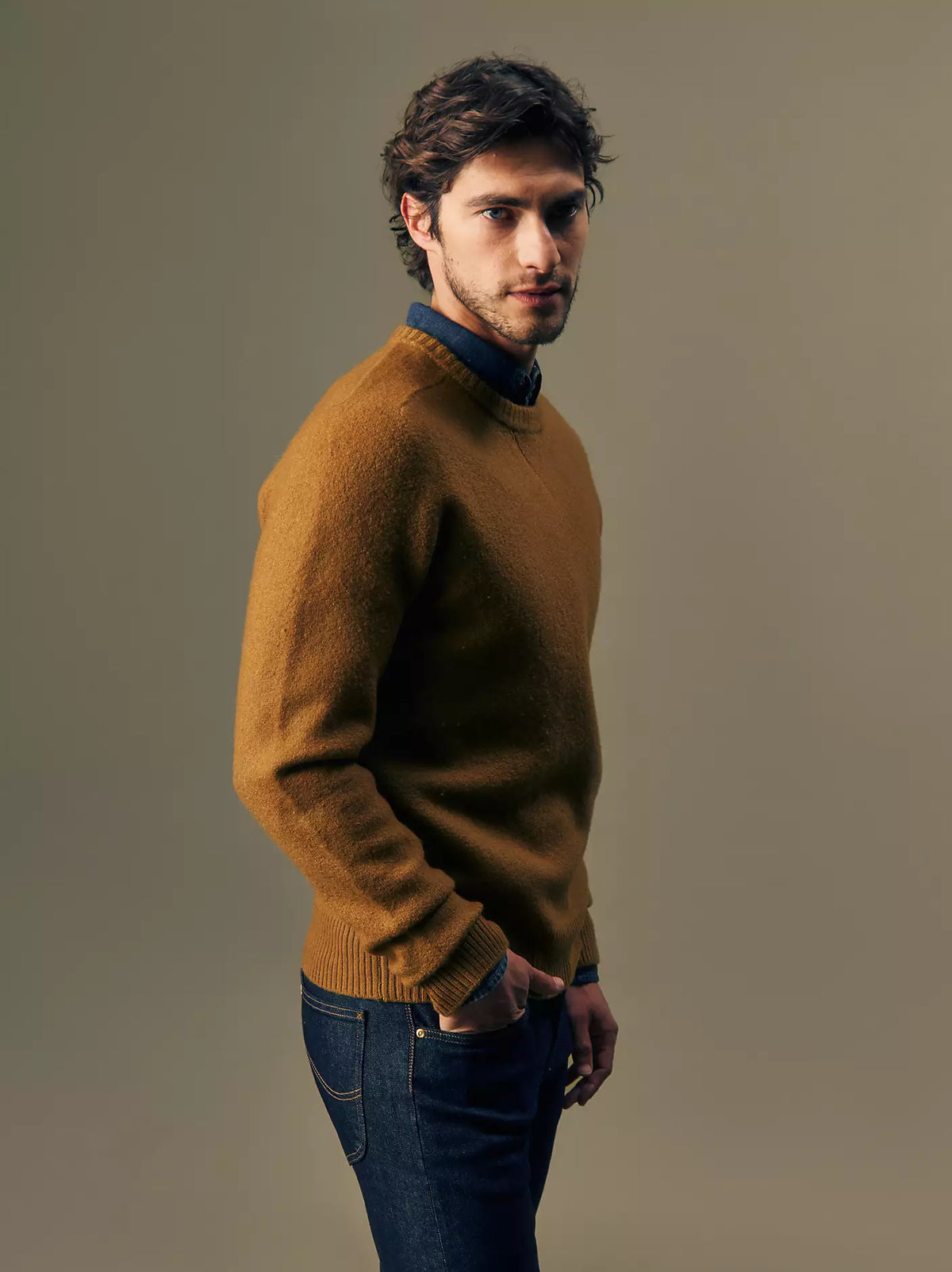 MAGLIONE IN PURA LANA GOLDEN TABACCO