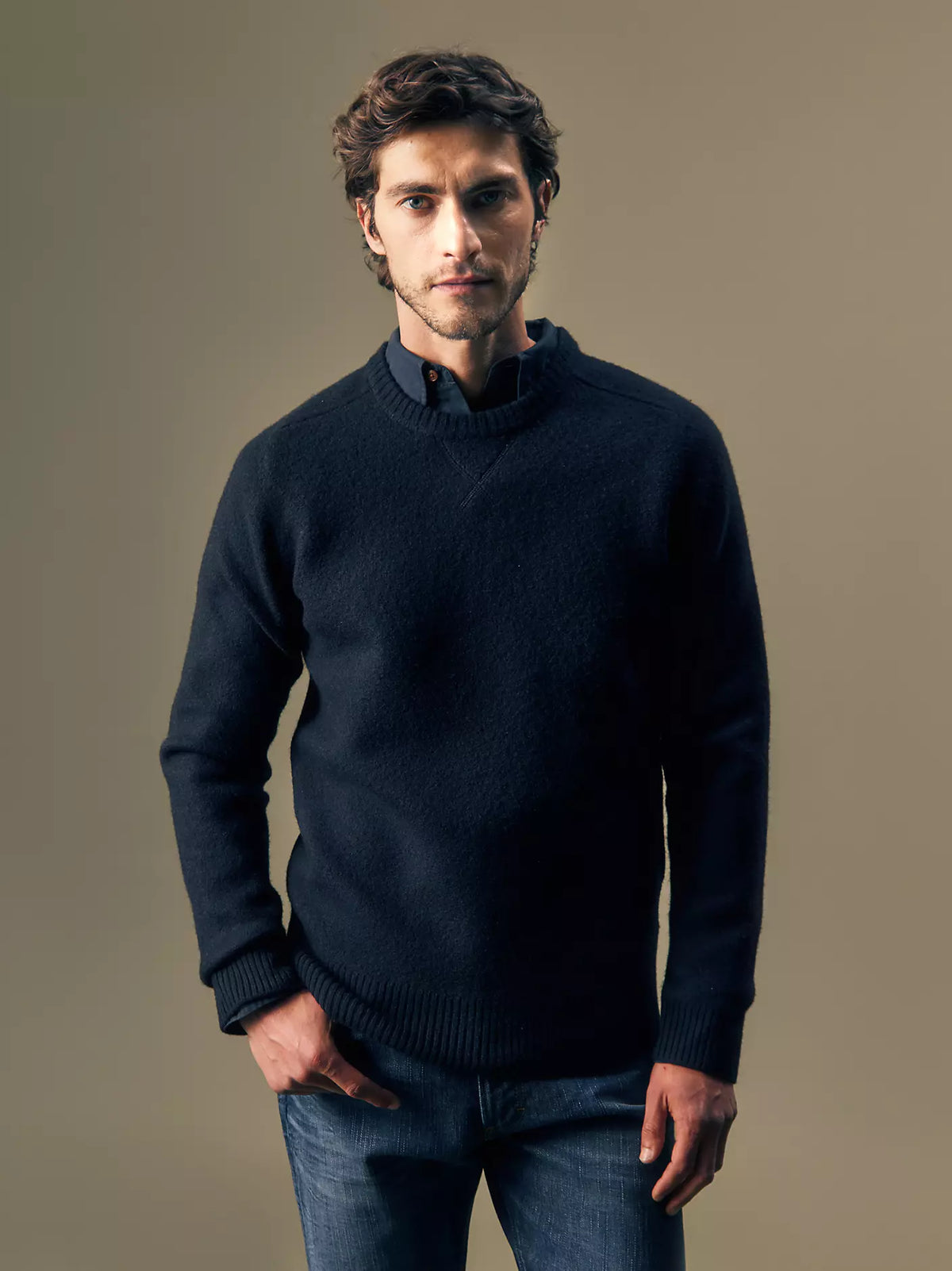 MAGLIONE IN PURA LANA BLU NAVY