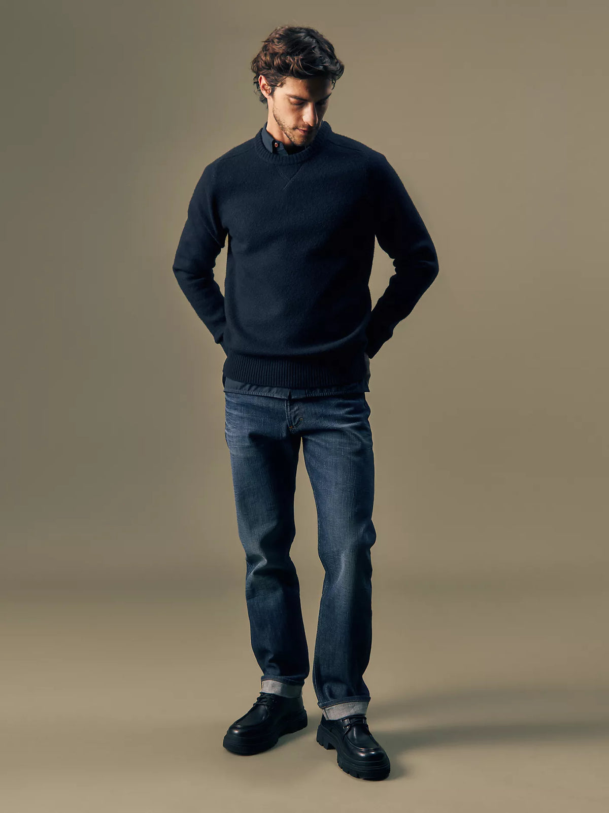 MAGLIONE IN PURA LANA BLU NAVY