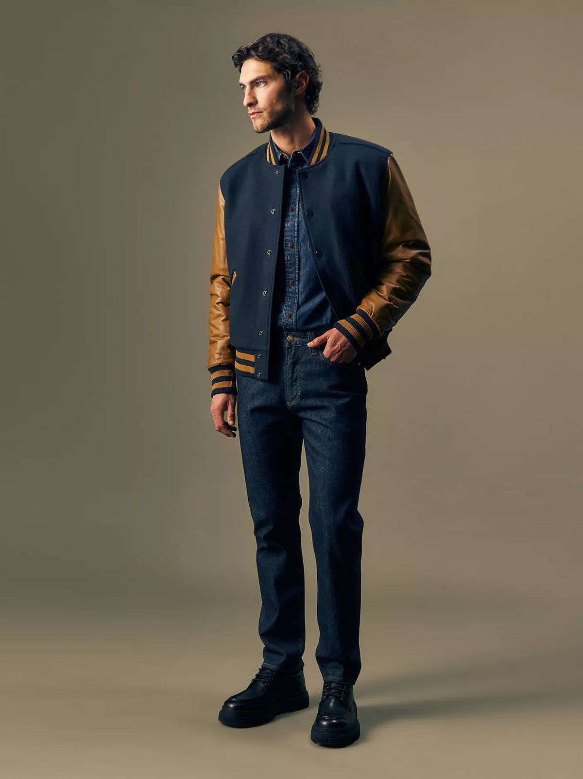 JEANS REGULAR TAPERED FIT IN COTONE BLU SCURO