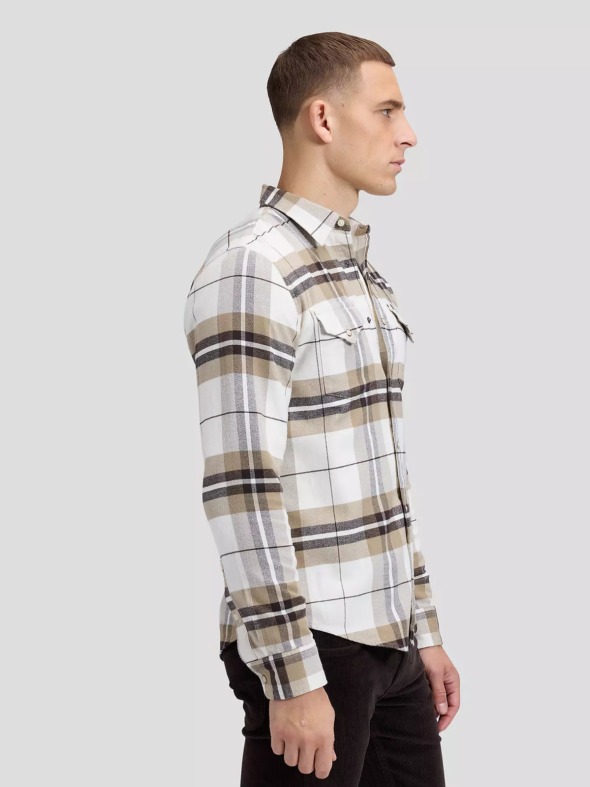 CAMICIA WESTERN IN COTONE BIANCO E MARRONE
