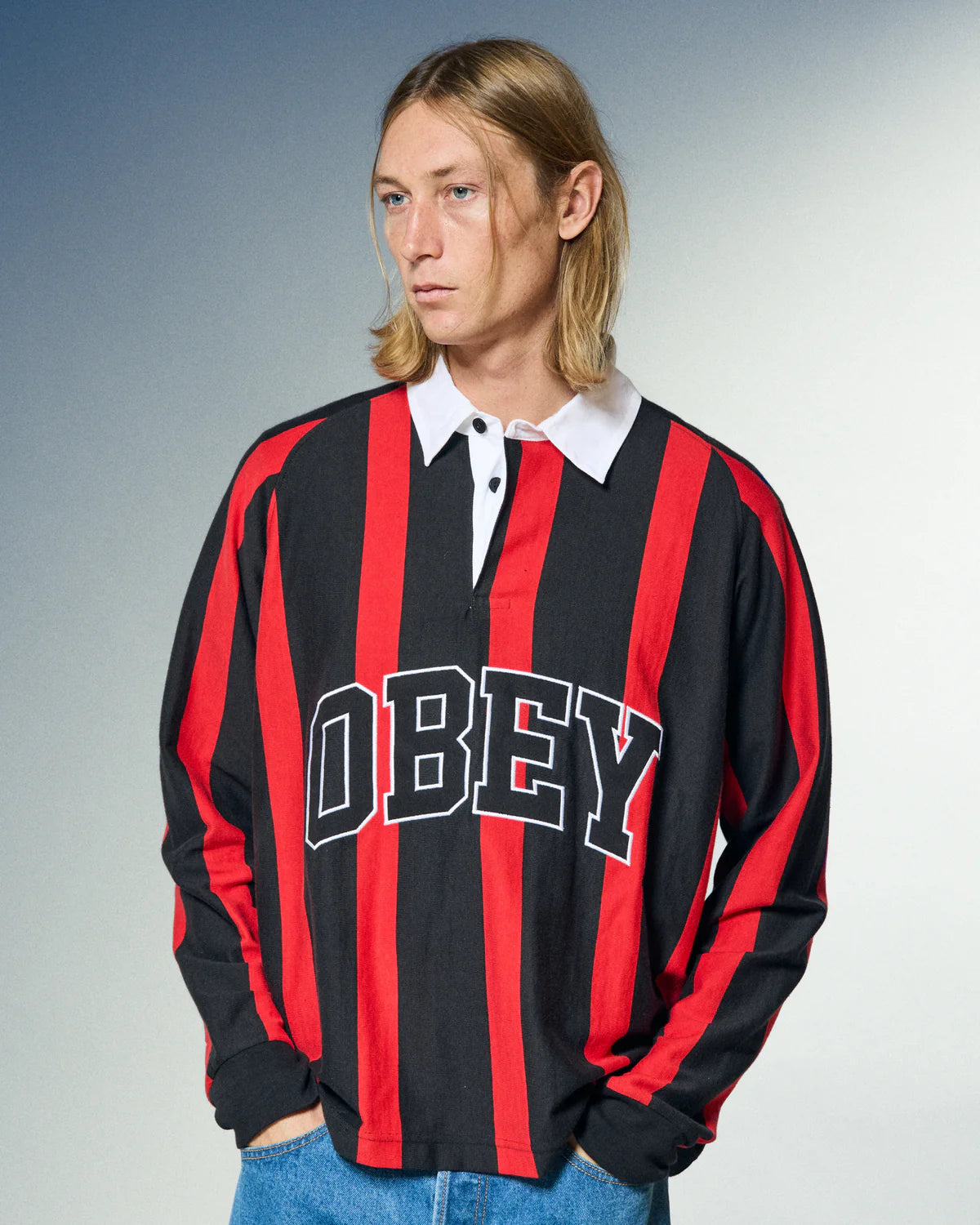 OBEY - LANDON STRIPE POLO LS