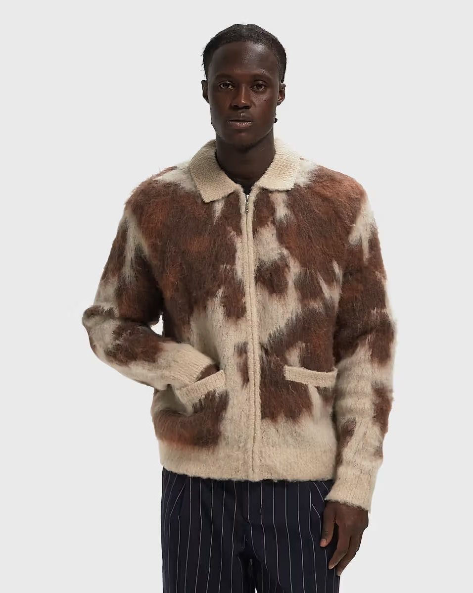 MAGLIONE CON ZIP COW PATTERN