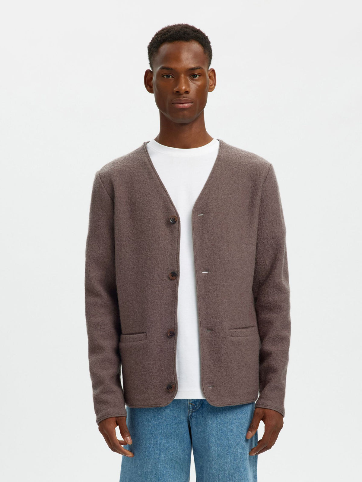 CARDIGAN IN LANA GRIGIO