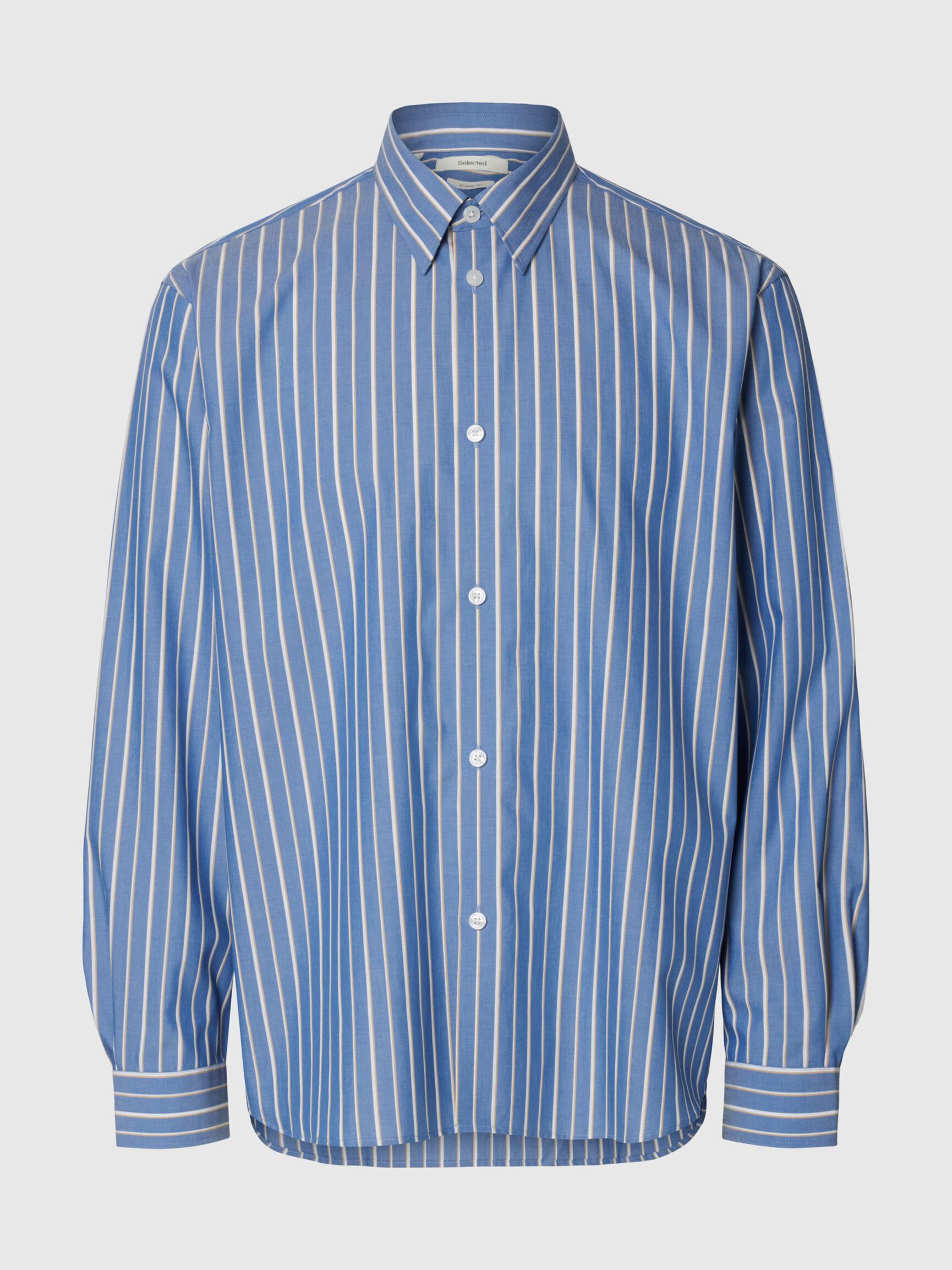 CAMICIA A MANICHE LUNGHE A RIGHE BLU