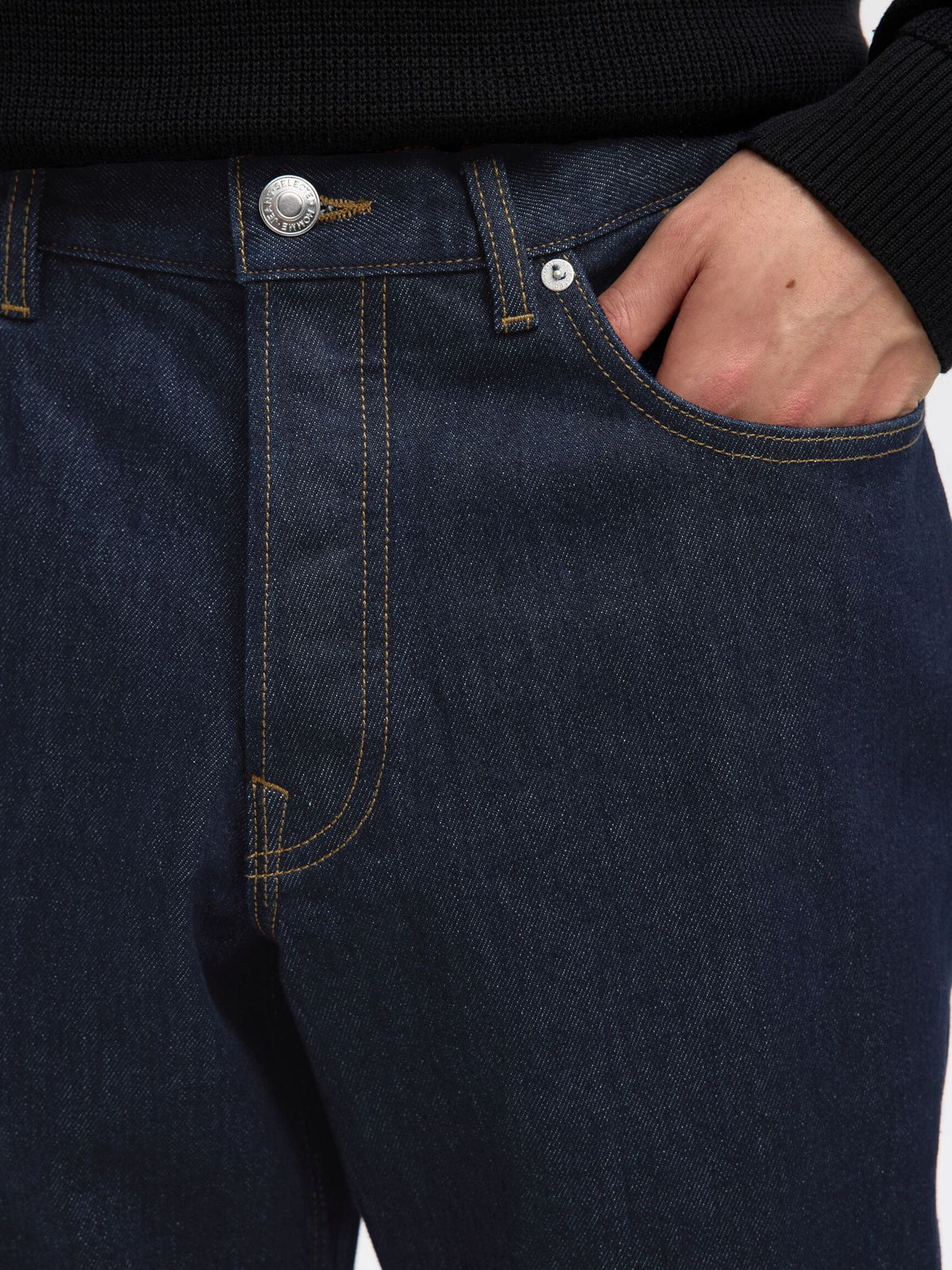 JEANS TAPERED FIT IN COTONE BLU SCURO